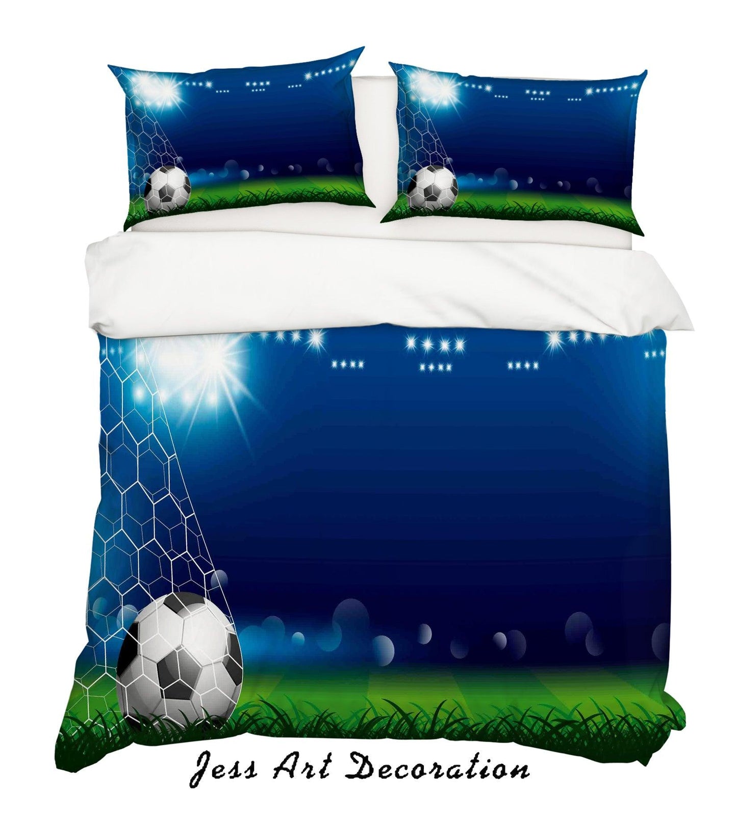 3D Blue Football Field Quilt Cover Set Bedding Set Pillowcases 51
