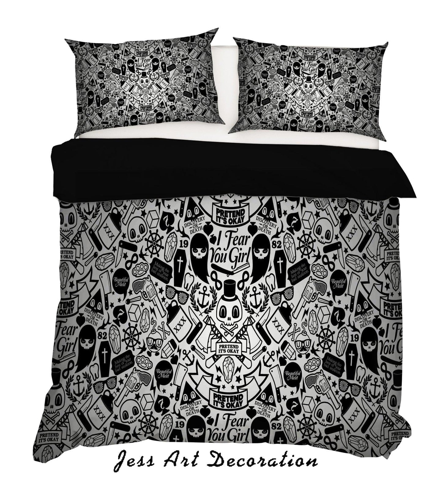 3D Black Cartoon Graffiti Quilt Cover Set Bedding Set Pillowcases 101