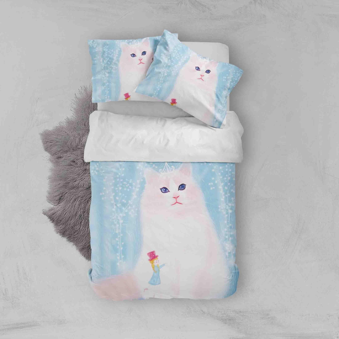 3D Blue Cat Quilt Cover Set Bedding Set Pillowcases 82
