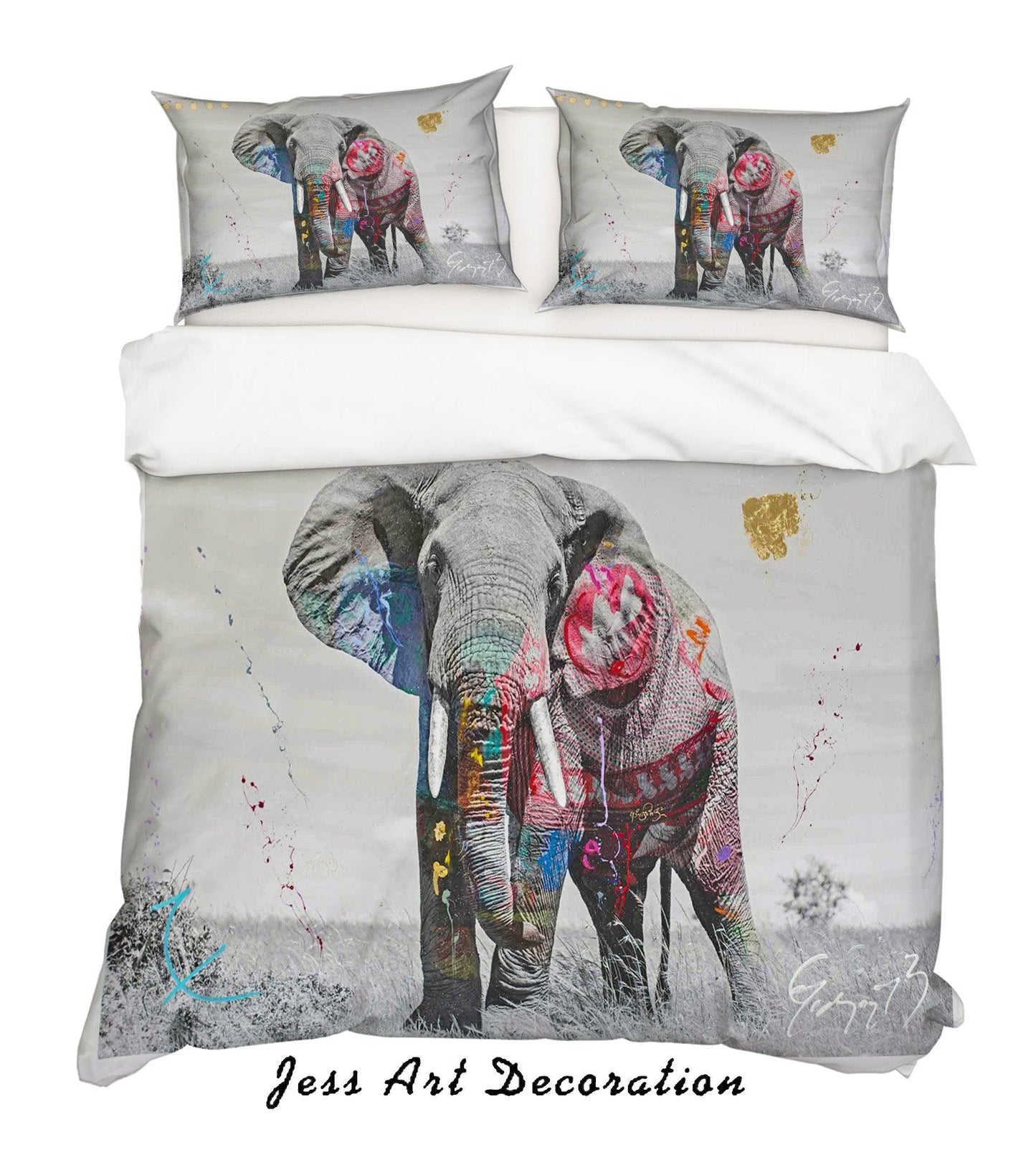3D Andy Warhol Colorized Animal Elephant Quilt Cover Set Bedding Set Duvet Cover Pillowcases ZY D23