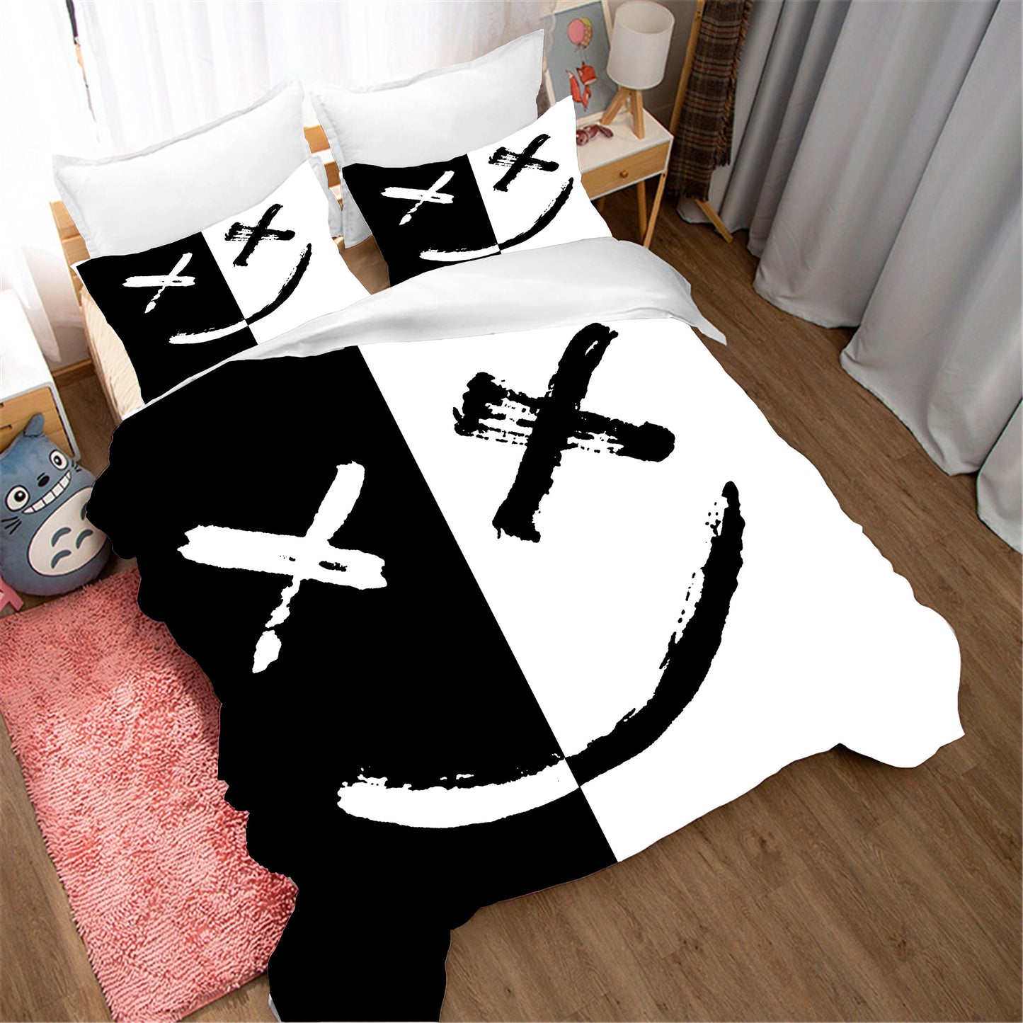 3D Black White Smile Quilt Cover Set Bedding Set Pillowcases 10