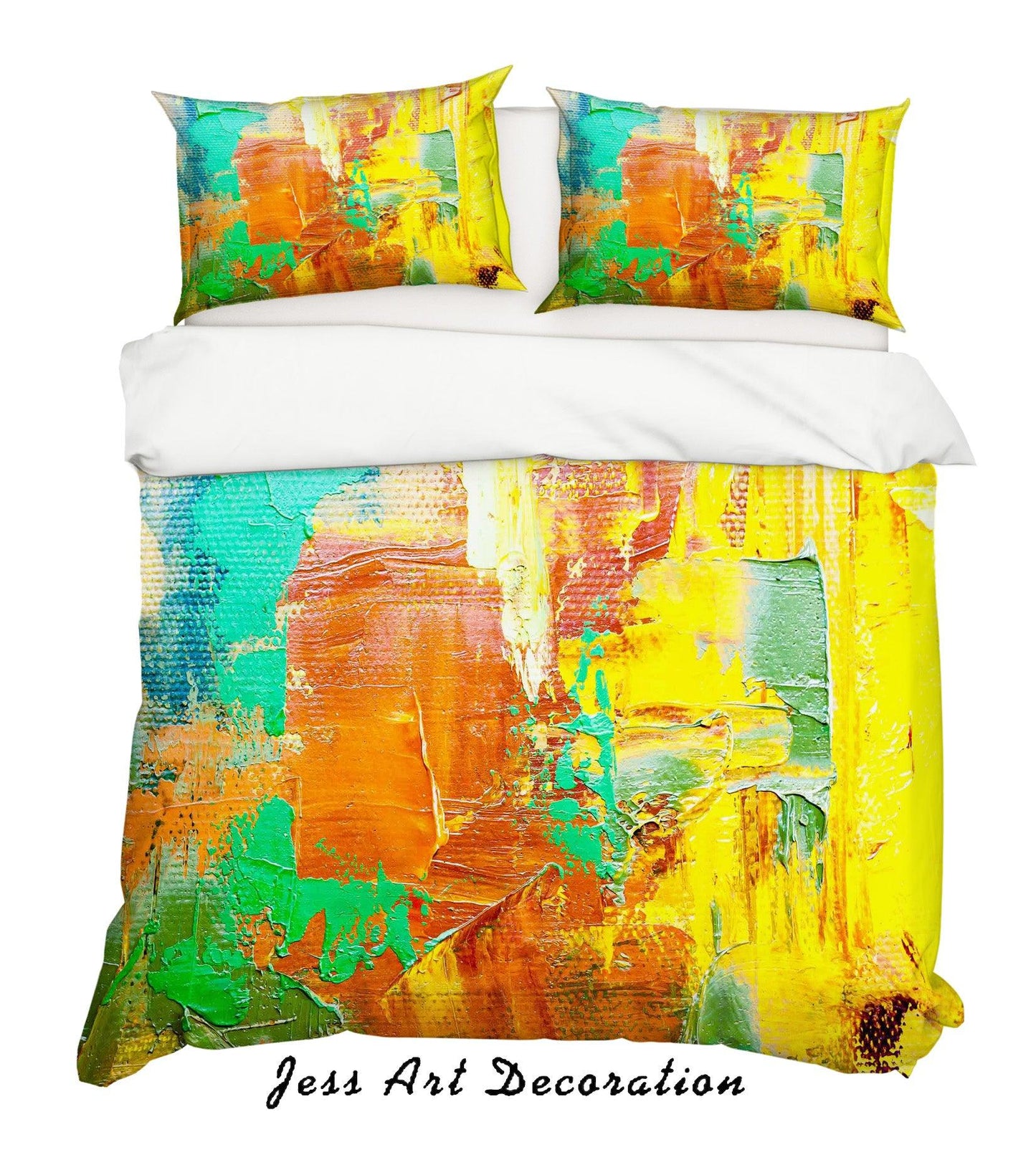 3D Abstract Green Golden Oil Painting Quilt Cover Set Bedding Set Pillowcasesn 39