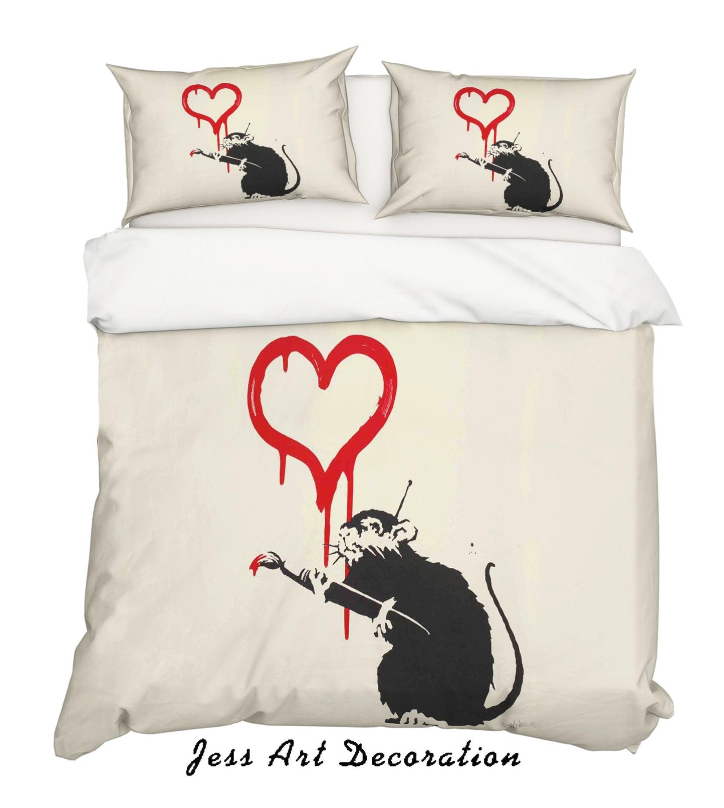 3D Banksy Love Rat Quilt Cover Set Bedding Set Duvet Cover Pillowcases ZY D40