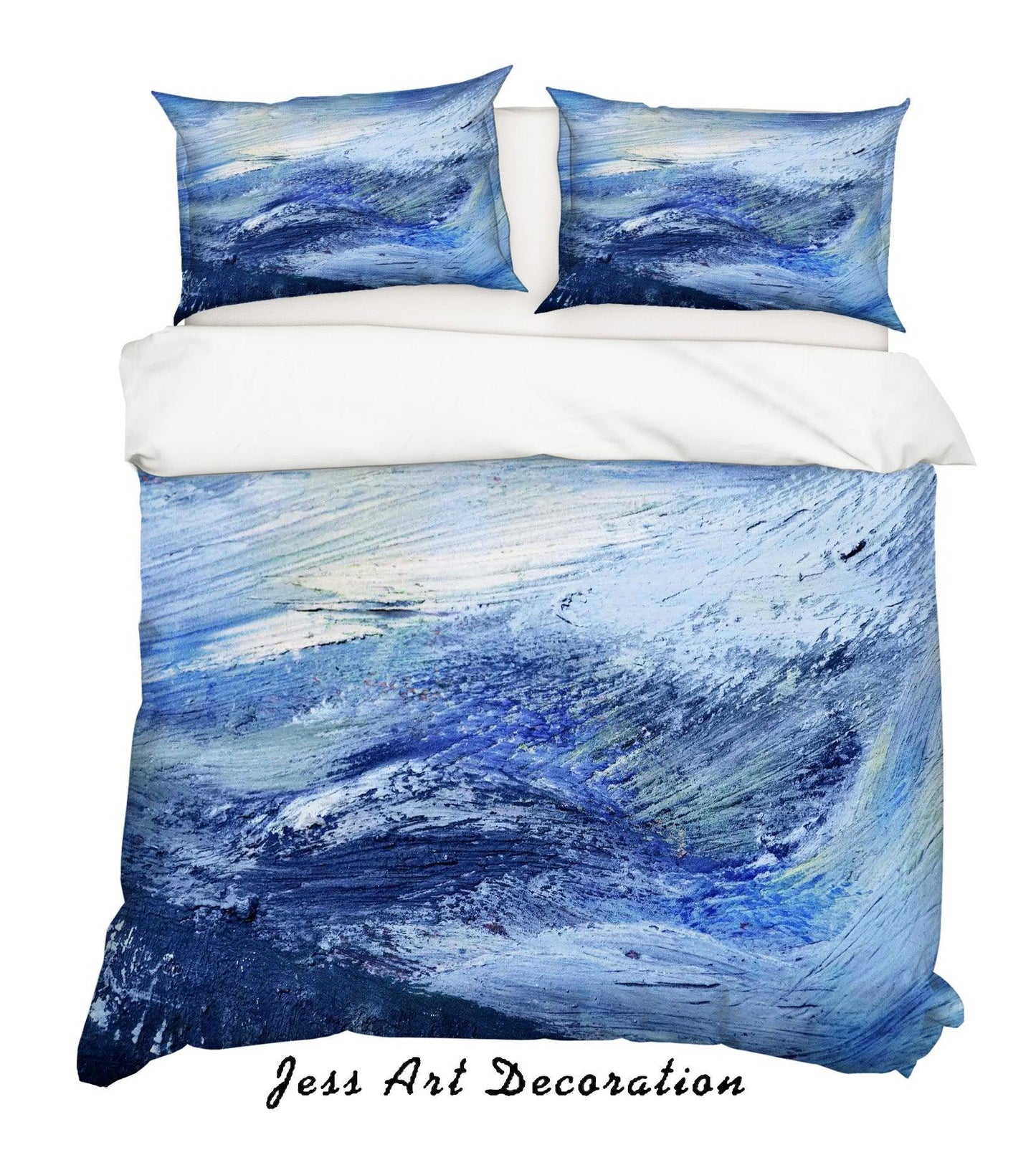 3D Blue Sea Oil Painting Quilt Cover Set Bedding Set Pillowcasesn 61