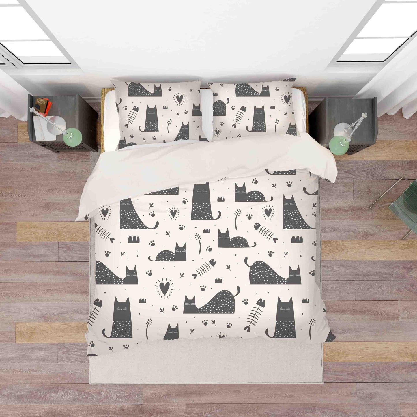 3D Cartoon Cat Animal Pattern Quilt Cover Set Bedding Set Duvet Cover Pillowcases LXL
