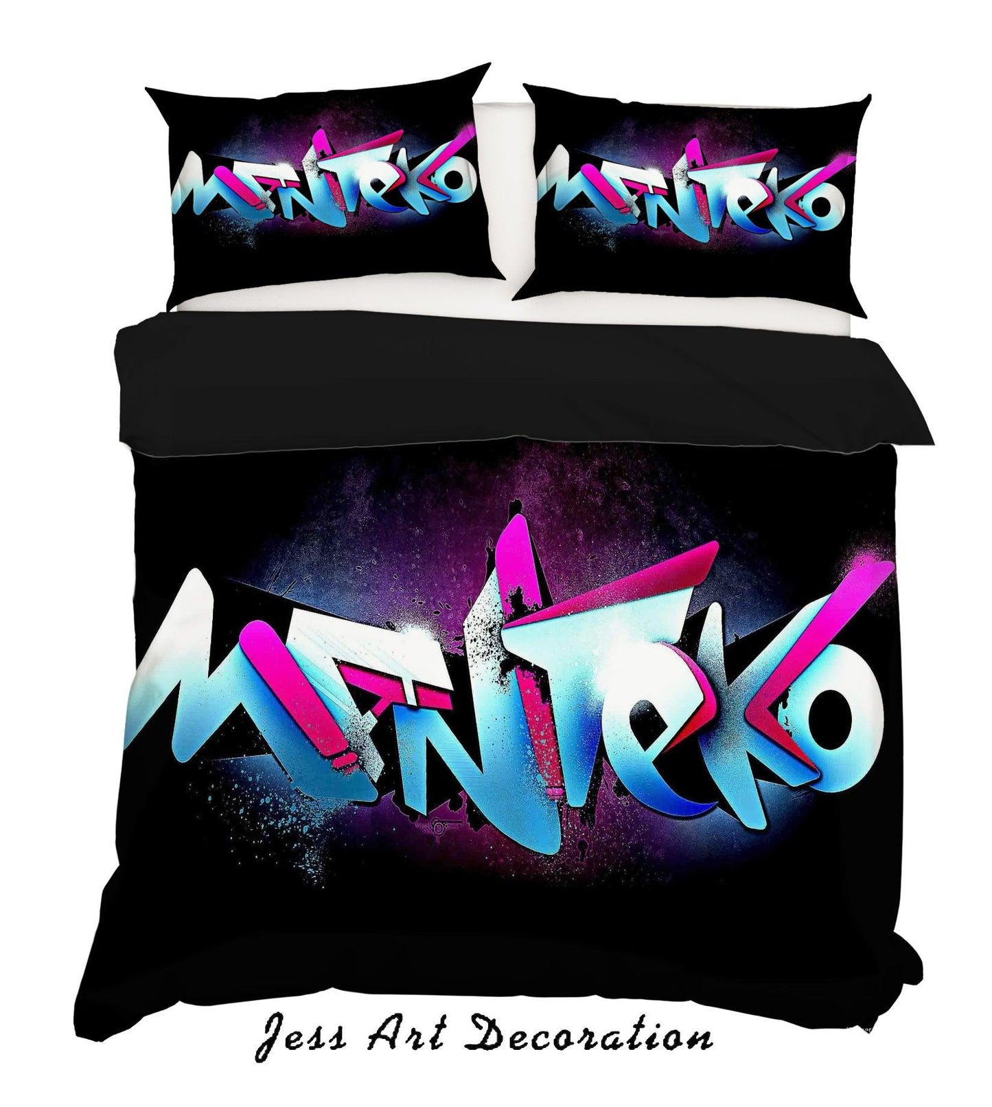 3D Black Blue Graffiti Quilt Cover Set Bedding Set Pillowcases 19