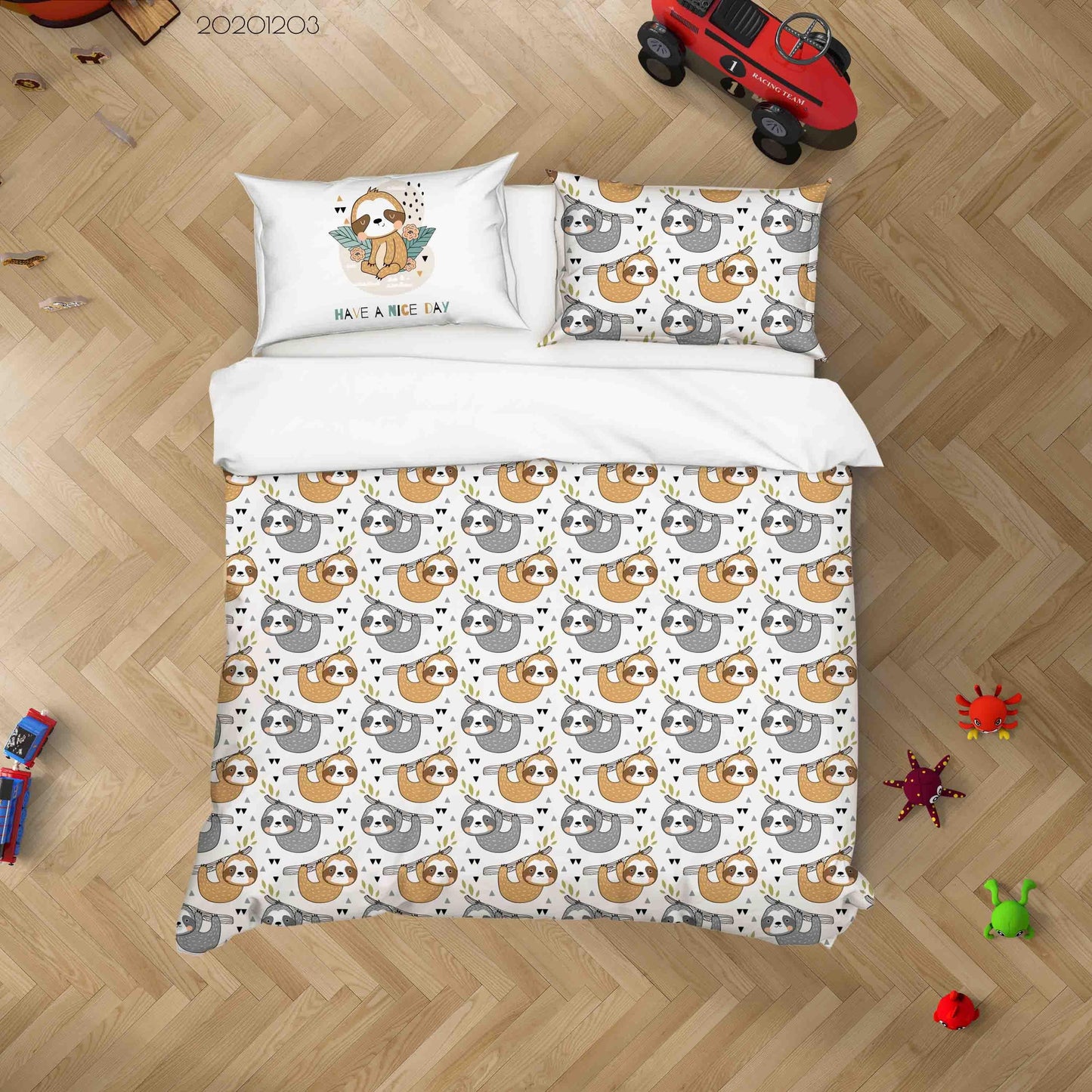 3D Cartoon Hand Drawn Sloth Animal Pattern Quilt Cover Set Bedding Set Duvet Cover Pillowcases LXL