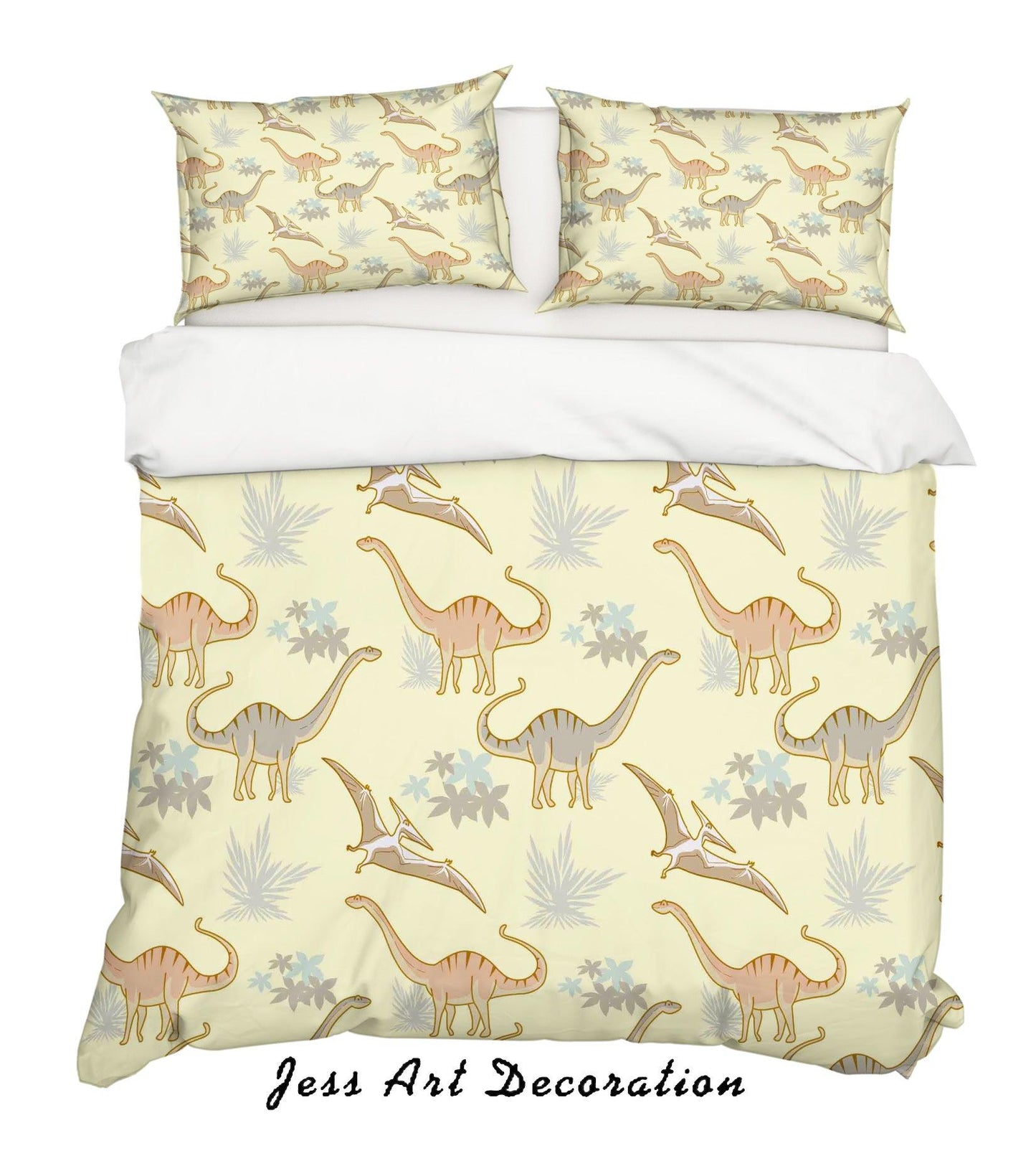 3D Cartoon Dinosaur Yellow Quilt Cover Set Bedding Set Pillowcases 55