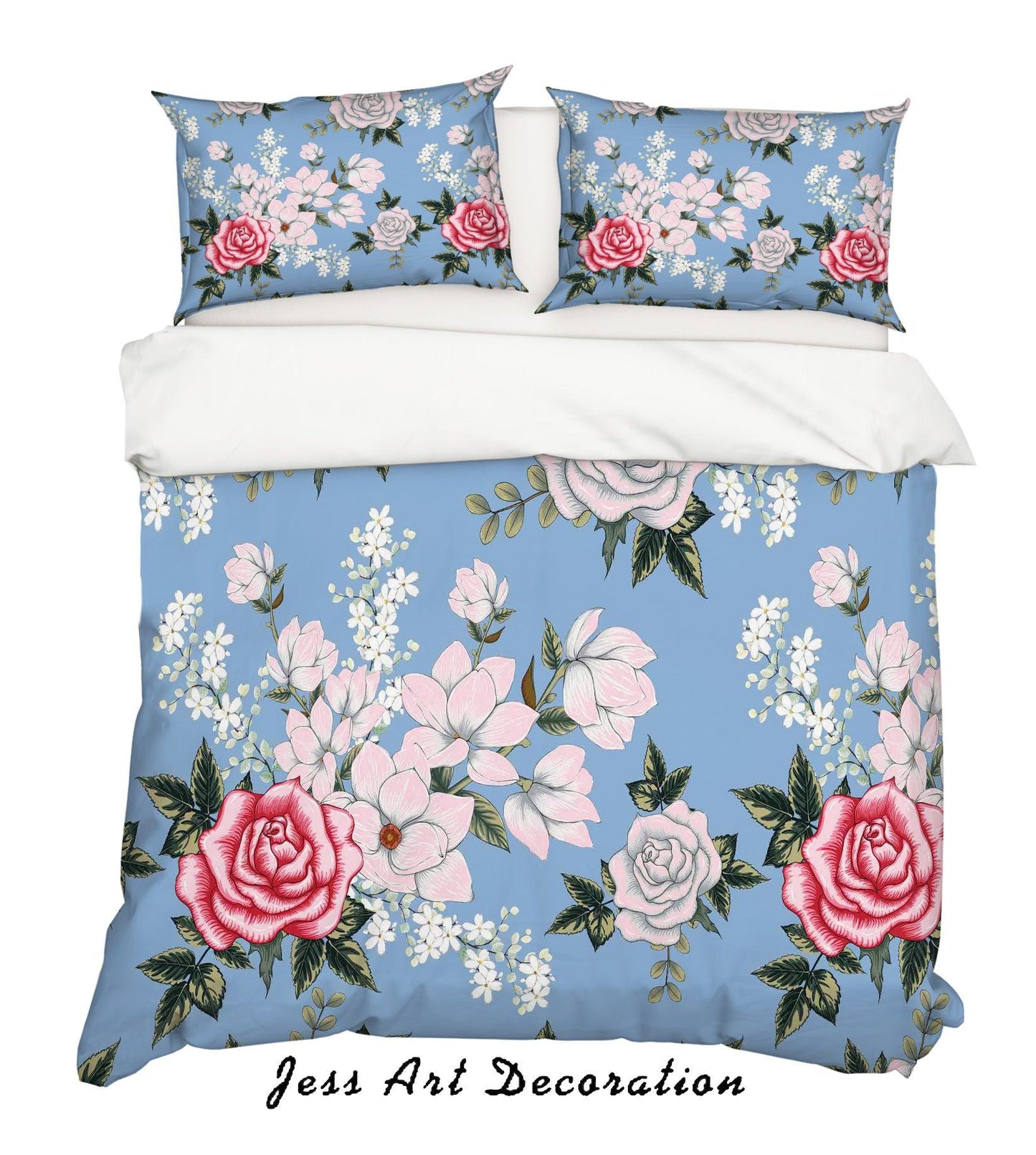 3D Blue Floral Quilt Cover Set Bedding Set Pillowcases SF33
