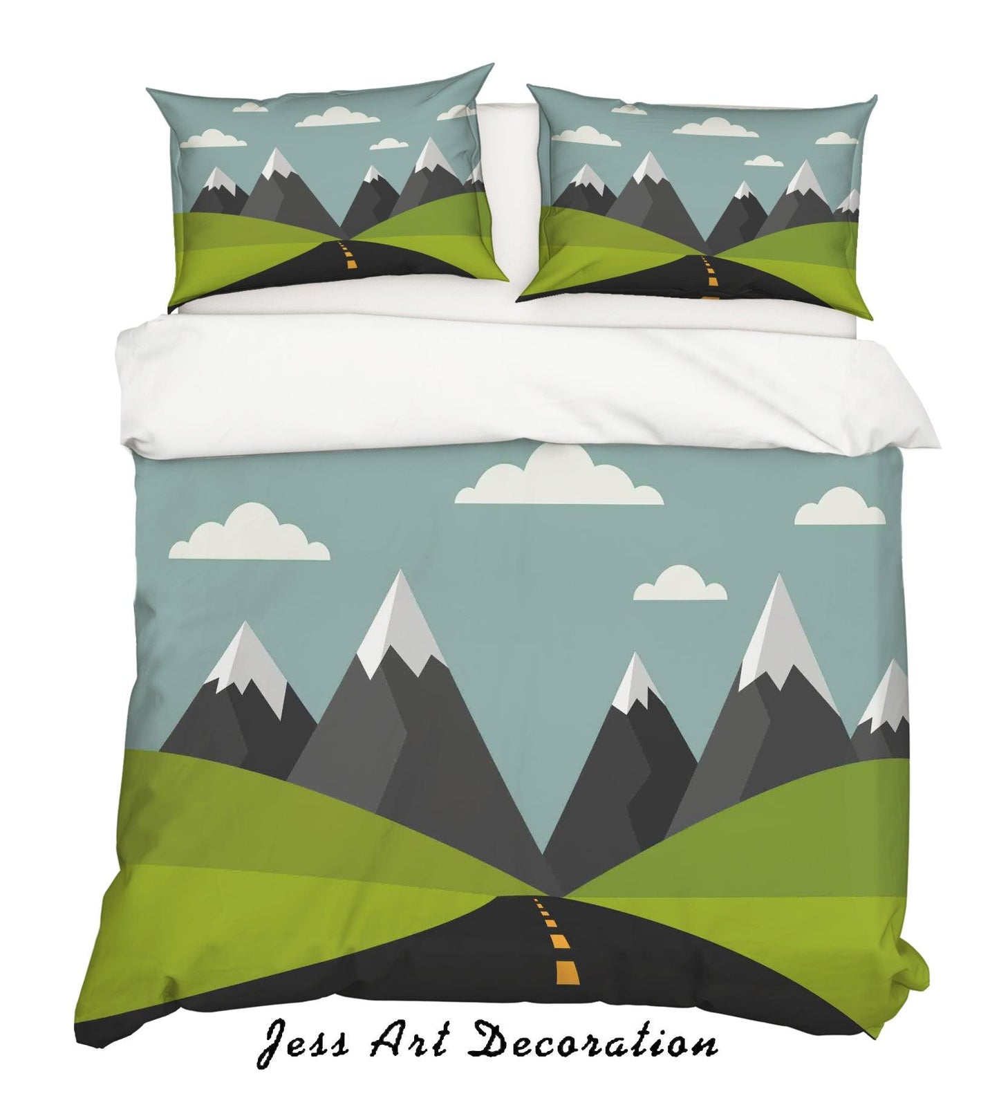 3D Cartoon Green Plants Quilt Cover Set Bedding Set Pillowcases 23