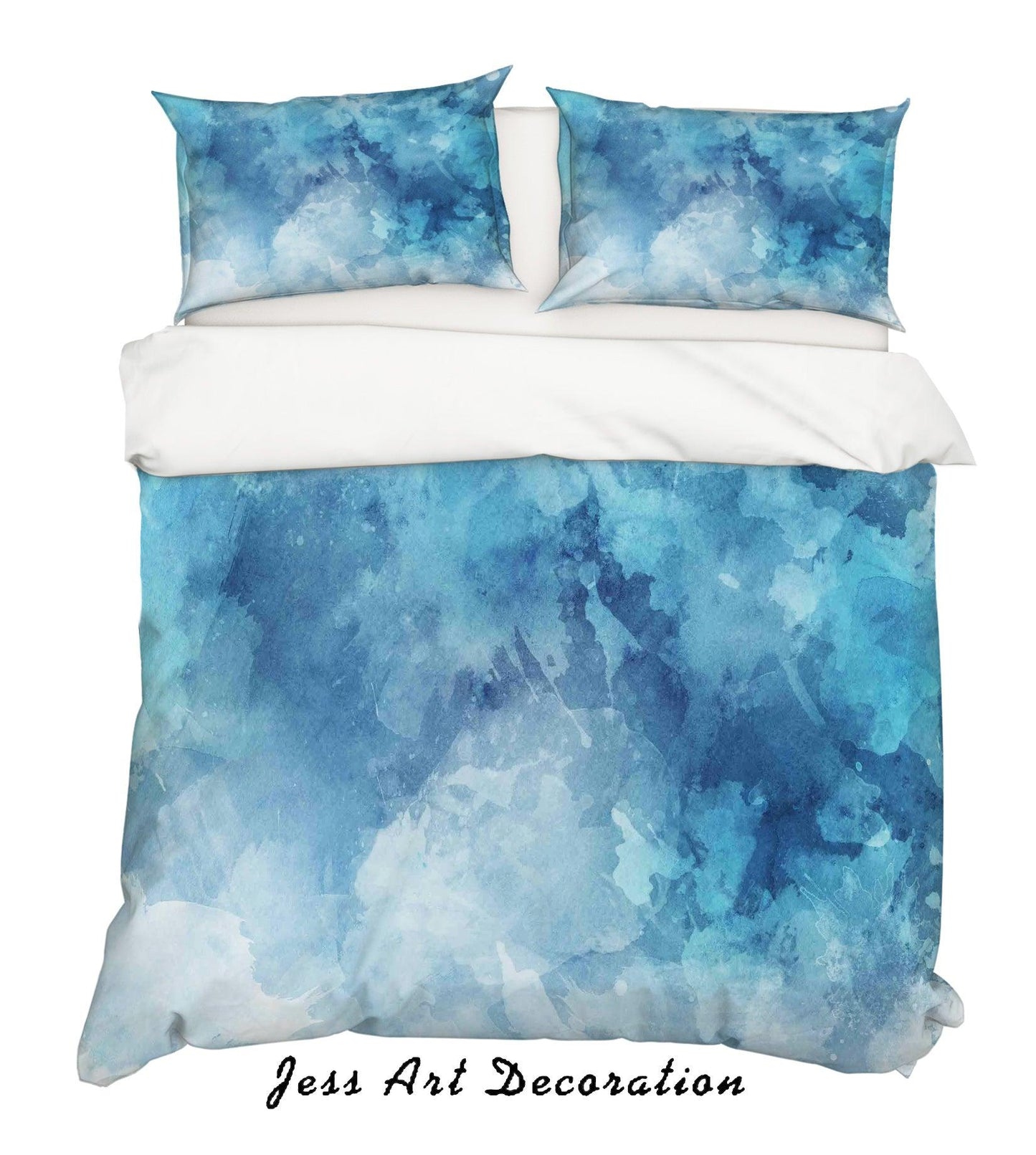 3D Blue Watercolor Quilt Cover Set Bedding Set Pillowcases 11