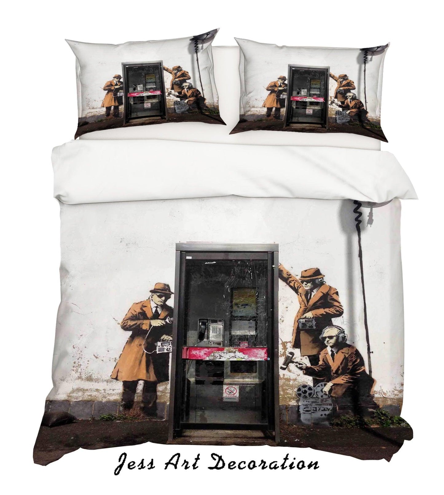 3D Banksy Spy booth Color Retro Quilt Cover Set Bedding Set Duvet Cover Pillowcases ZY D56