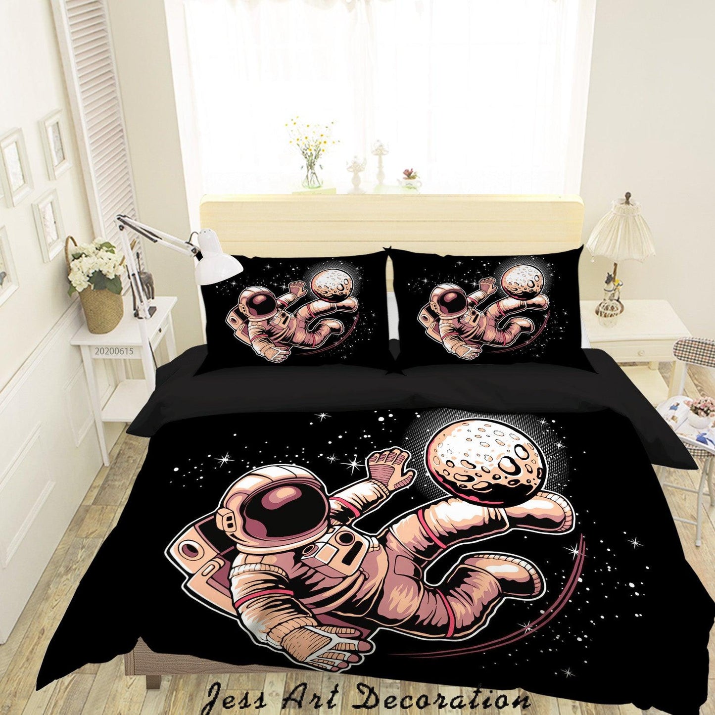 3D Black Planet Astronaut Quilt Cover Set Bedding Set Duvet Cover Pillowcases SF05