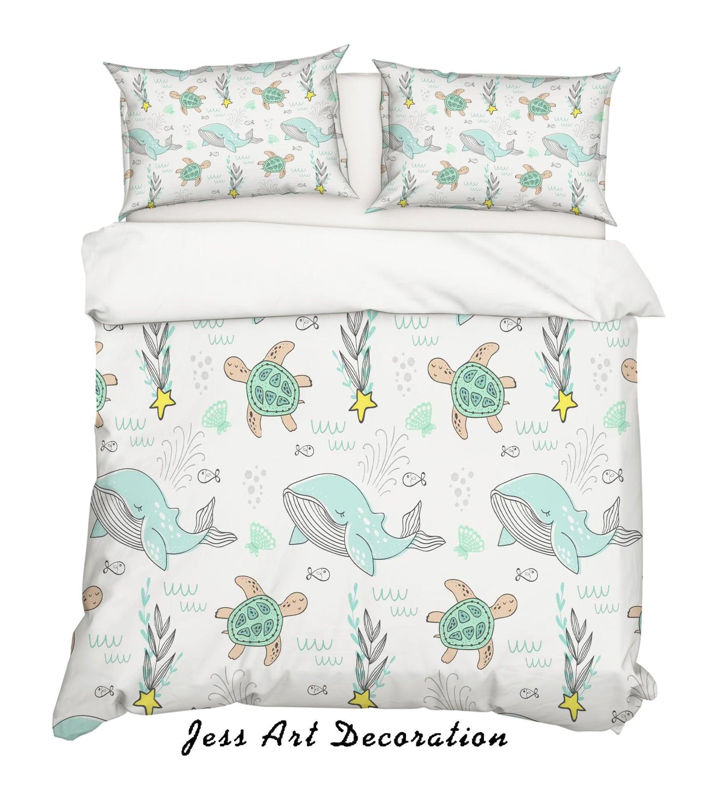 3D Cartoon Dolphin Turtle Quilt Cover Set Bedding Set Pillowcases 12