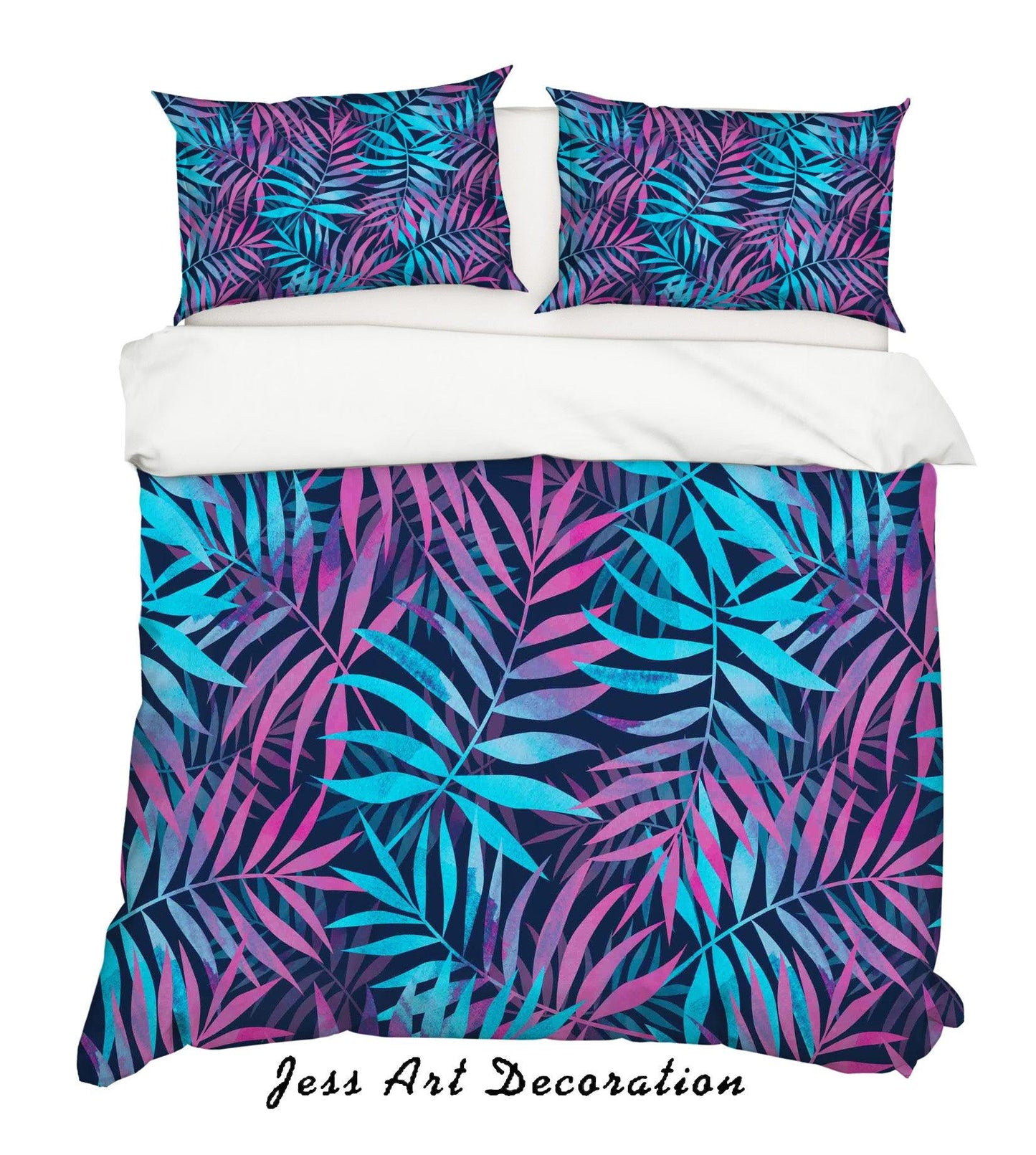 3D Blue Purple Leaves Quilt Cover Set Bedding Set Pillowcases 17
