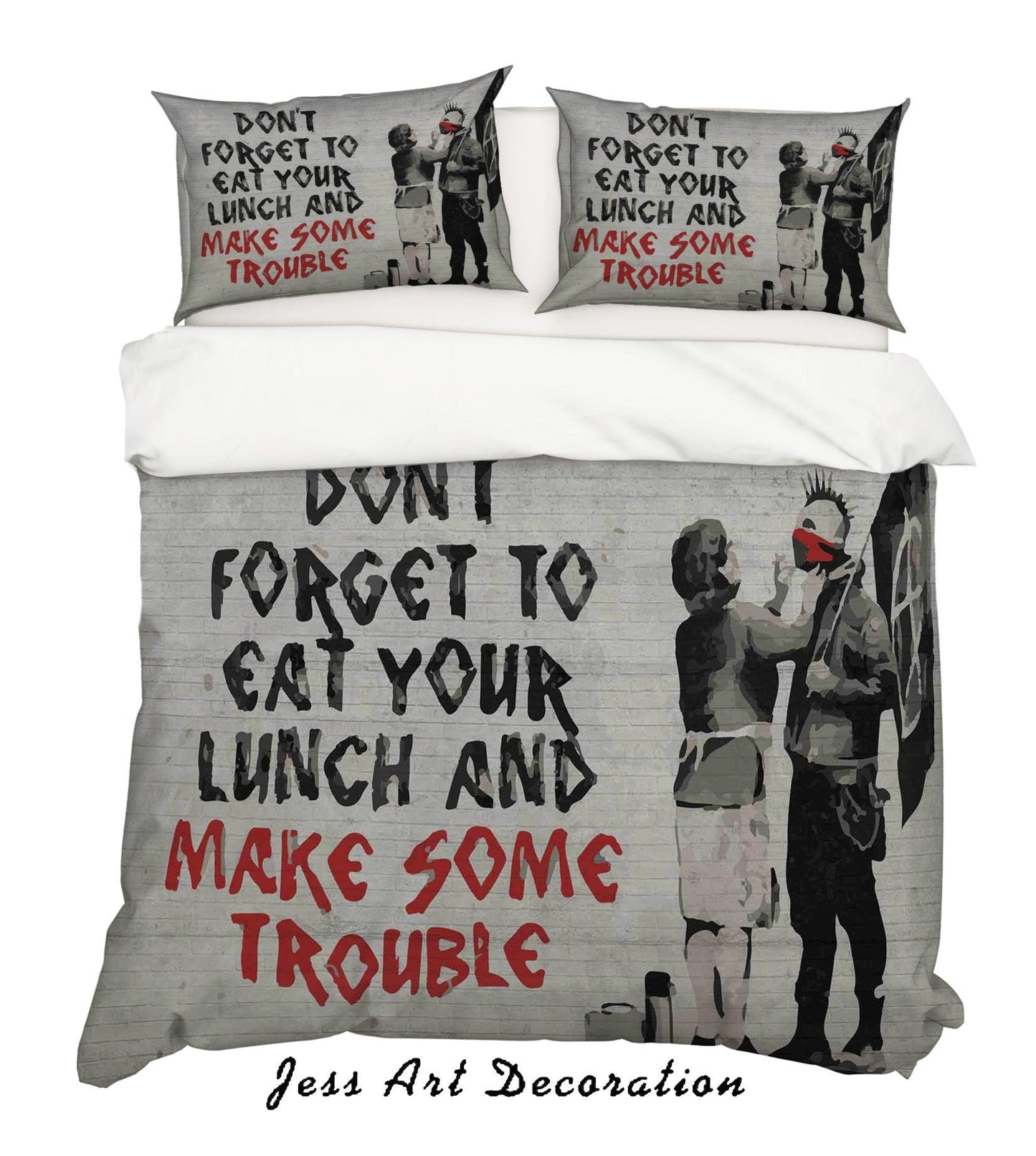 3D Banksy Mural Black Red Letter Figure Quilt Cover Set Bedding Set Duvet Cover Pillowcases ZY D101