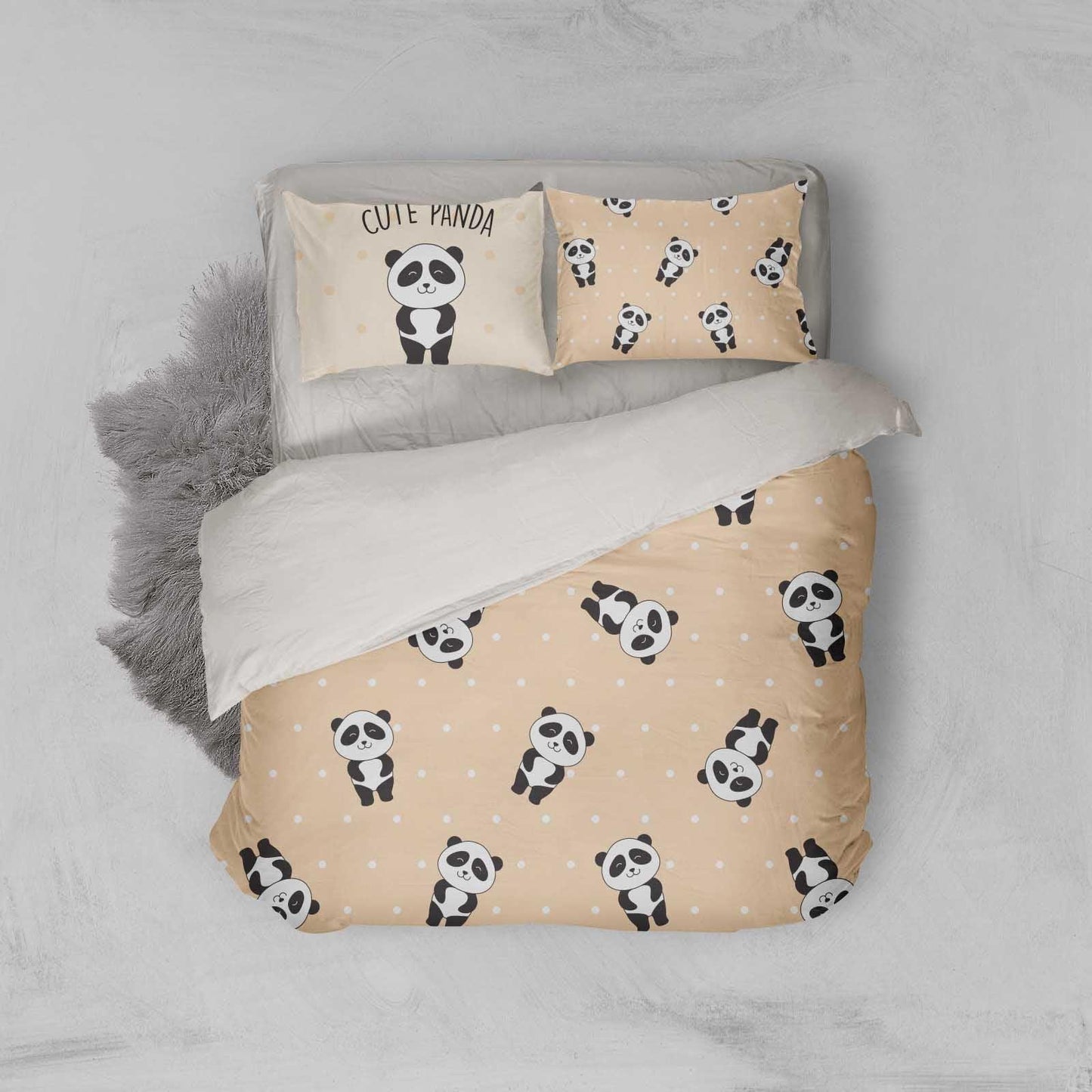 3D Cartoon Panda Yellow Quilt Cover Set Bedding Set Pillowcases 97