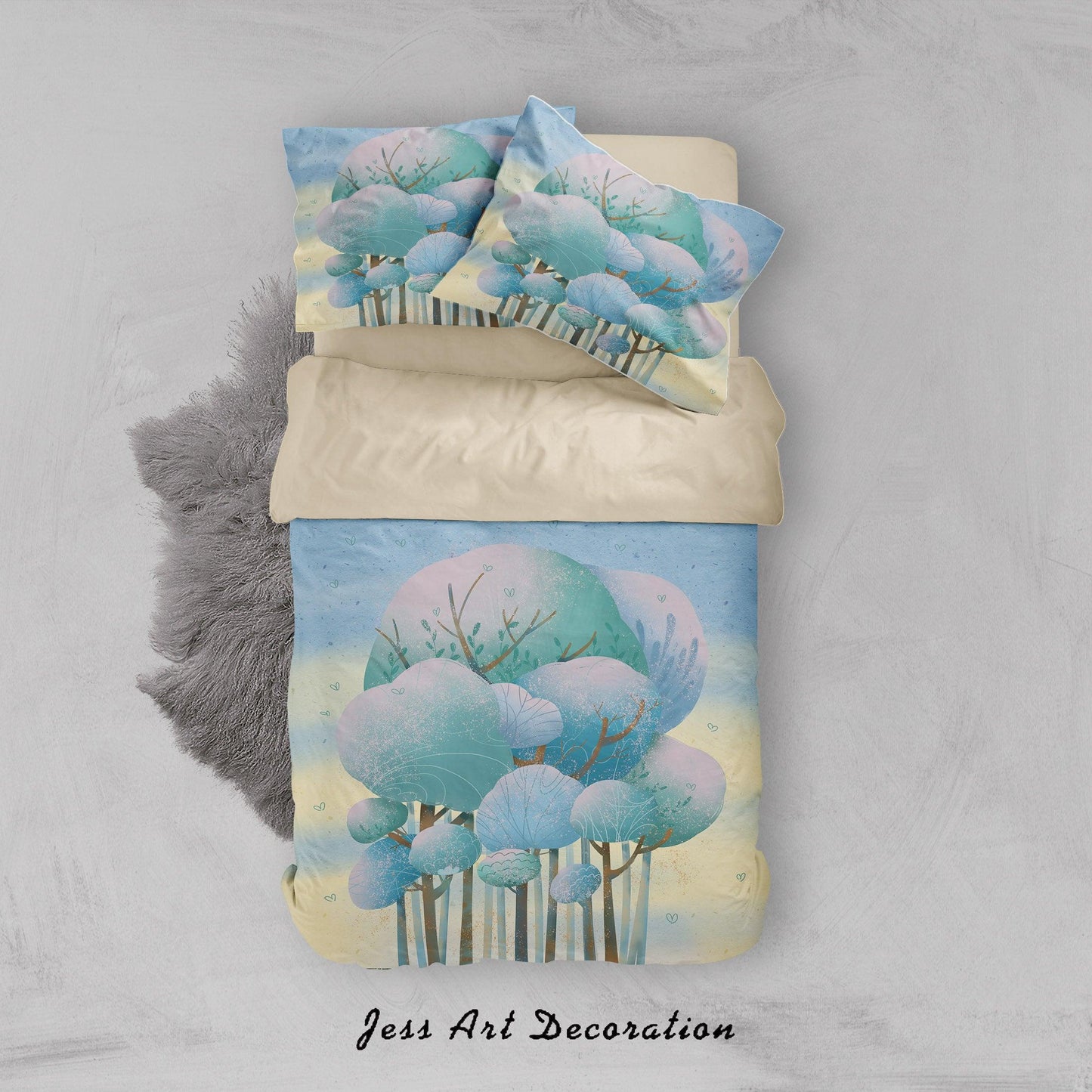 3D Blue Tree Painting Quilt Cover Set Bedding Set Duvet Cover Pillowcases A460 LQH