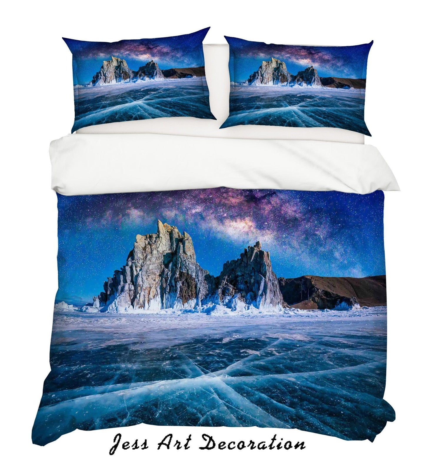 3D Blue Ice Mountain Star Sky Universe Quilt Cover Set Bedding Set Pillowcases SF51