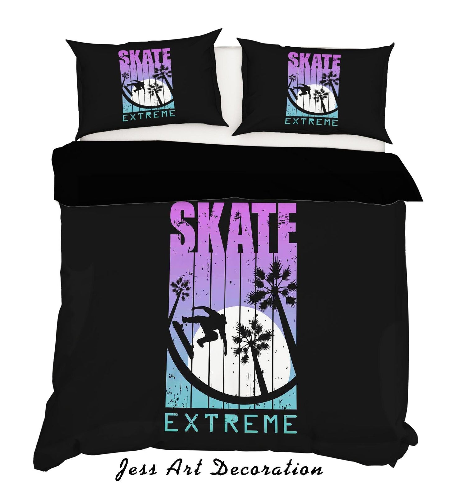 3D Black Skateboard Quilt Cover Set Bedding Set Pillowcases 07