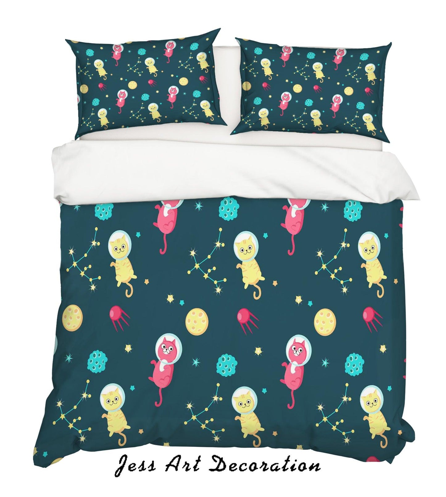 3D Cartoon Cat Balloon Quilt Cover Set Bedding Set Pillowcases 25