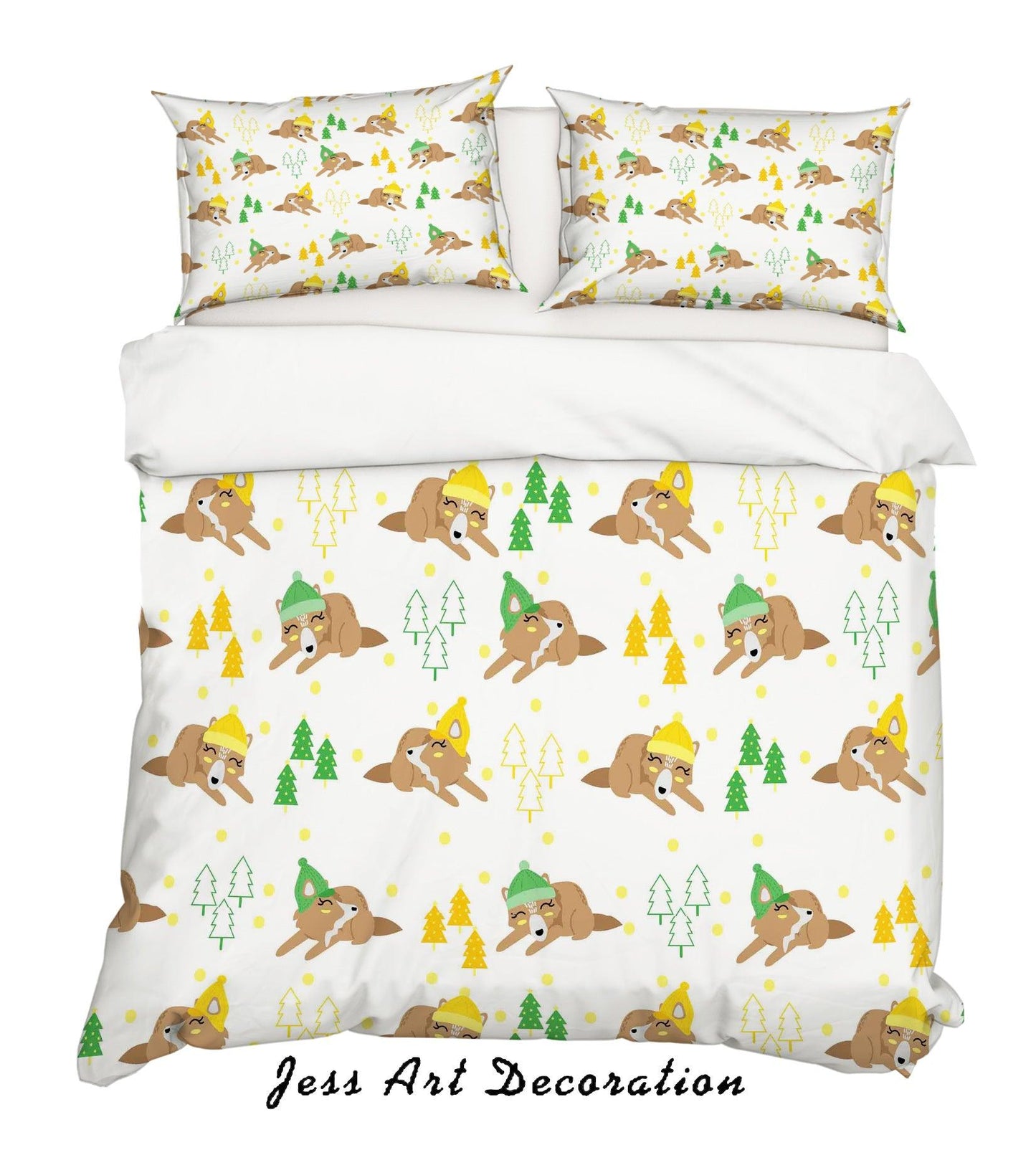 3D Cartoon Pine Animal Quilt Cover Set Bedding Set Pillowcases 16