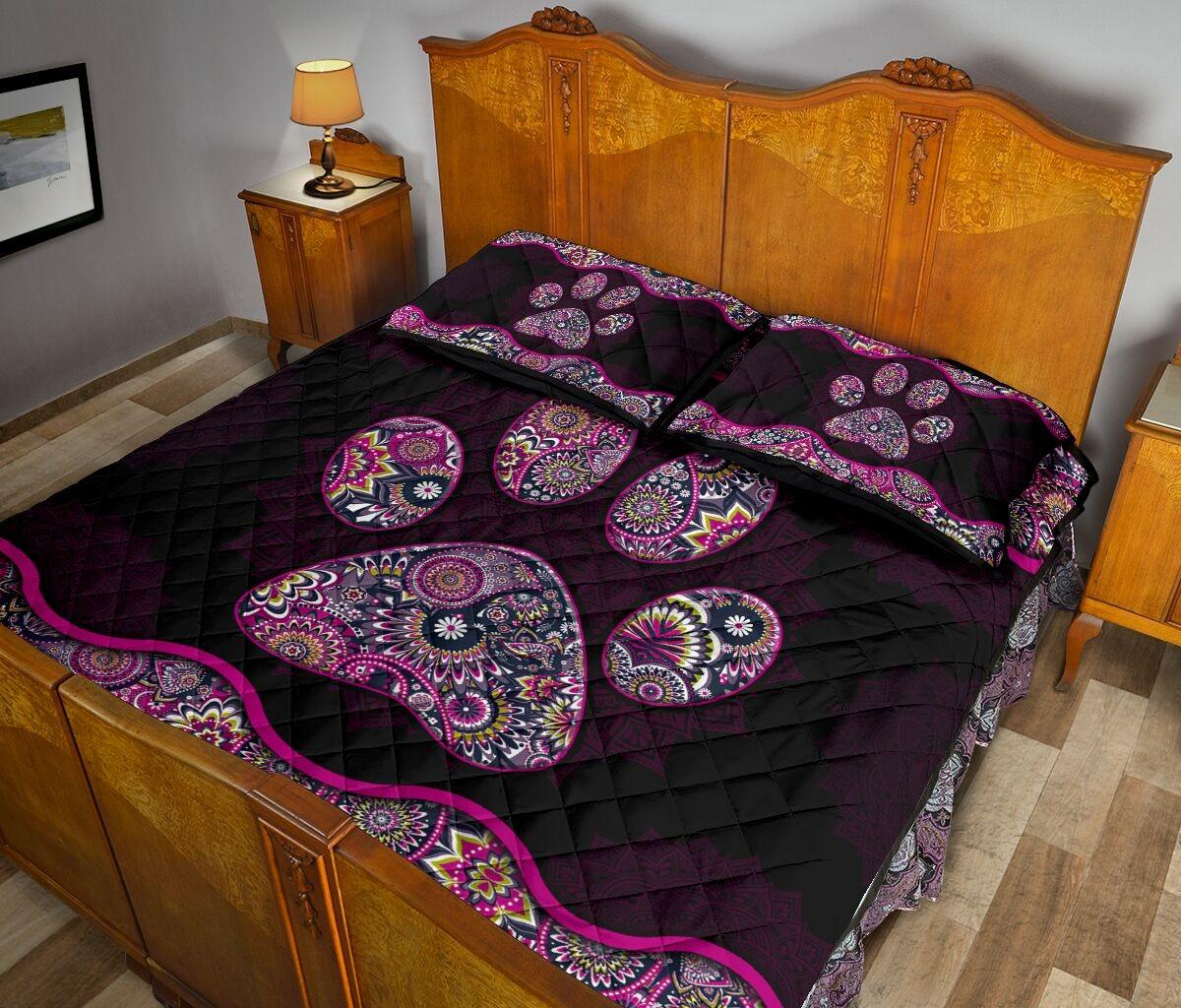 Custom Dog Paws Dog 3-Piece Quilt Bedding Set