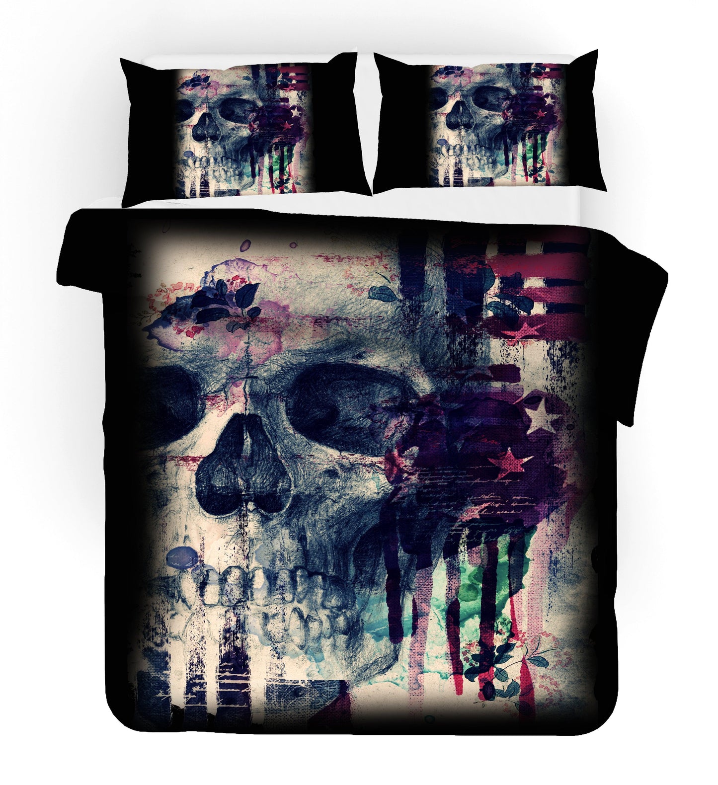 3D Black Skull Quilt Cover Set Bedding Set Pillowcases 136