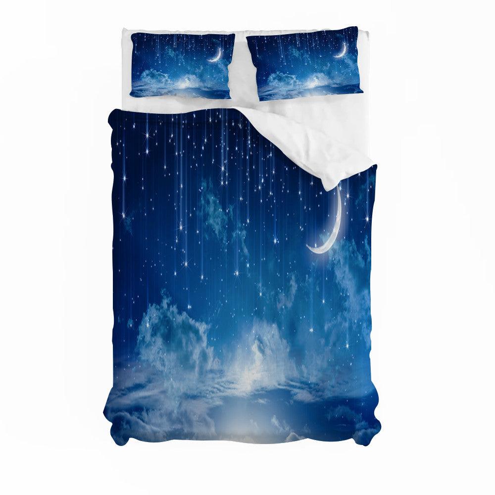 3D Blue Starry Cloud Moon Quilt Cover Set Bedding Set Duvet Cover Pillowcases 153