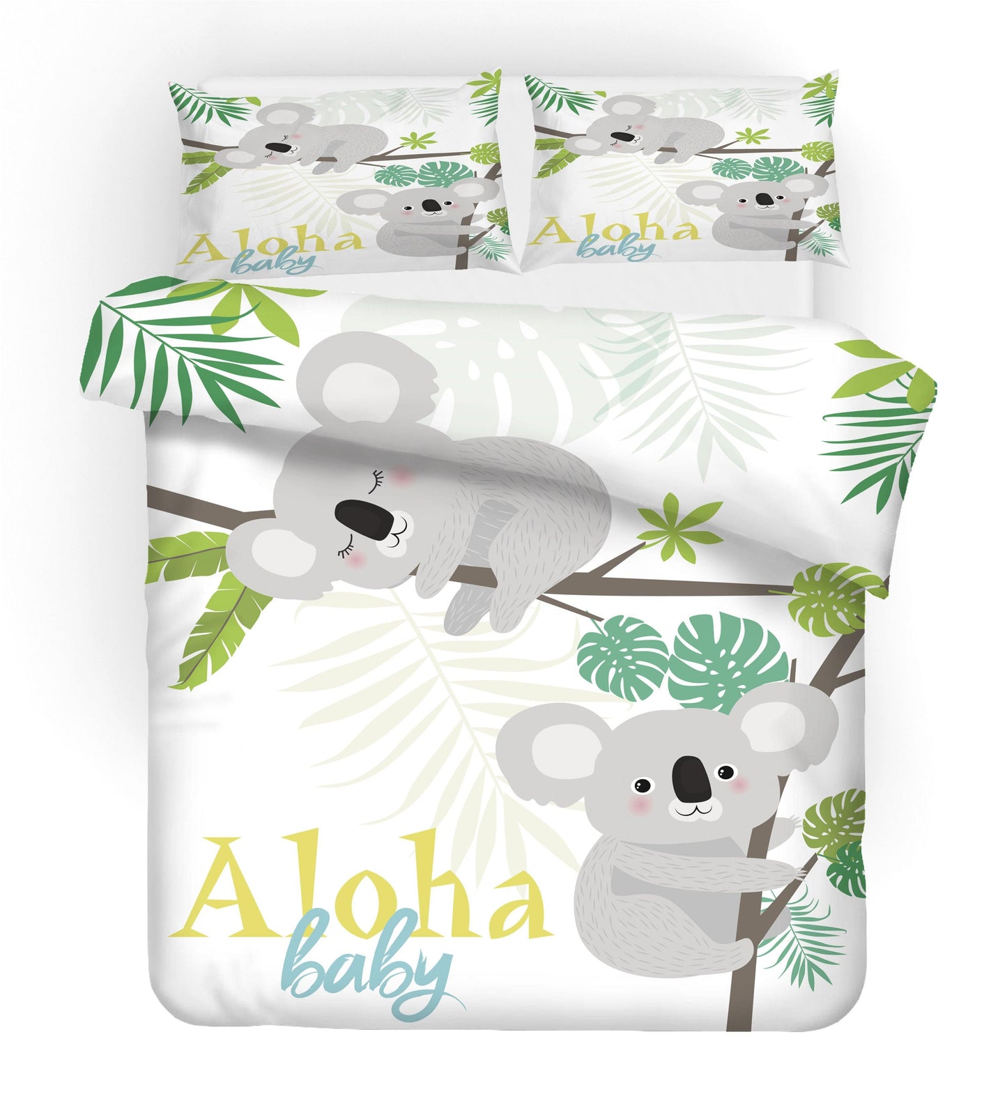 3D Cartoon Animal Koala Leaf Quilt Cover Set Bedding Set Duvet Cover Pillowcases 138
