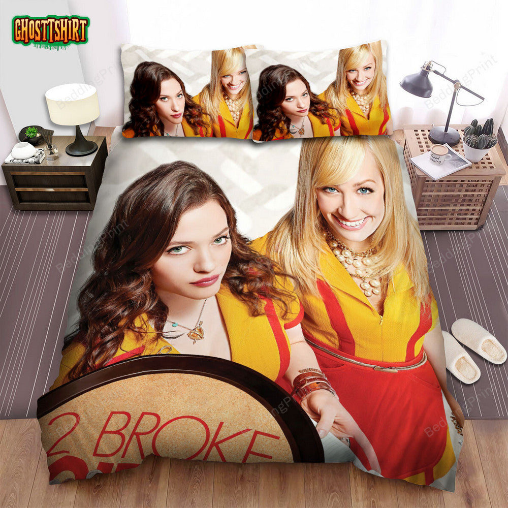 2 Broke Girls (2011–2017) Movie Poster 2 Bed Sheets Duvet Cover Bedding Set