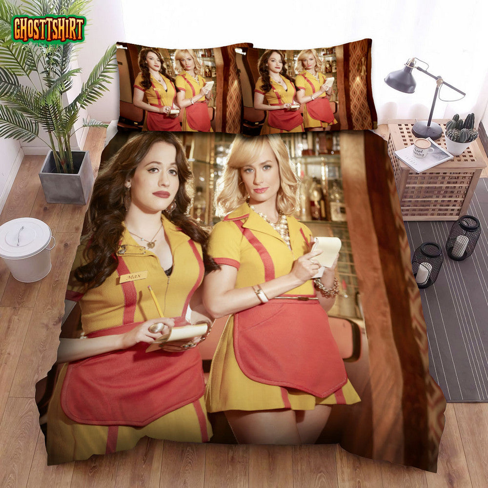 2 Broke Girls (2011–2017) Movie Poster Theme 2 Bed Sheets Duvet Cover Bedding Set