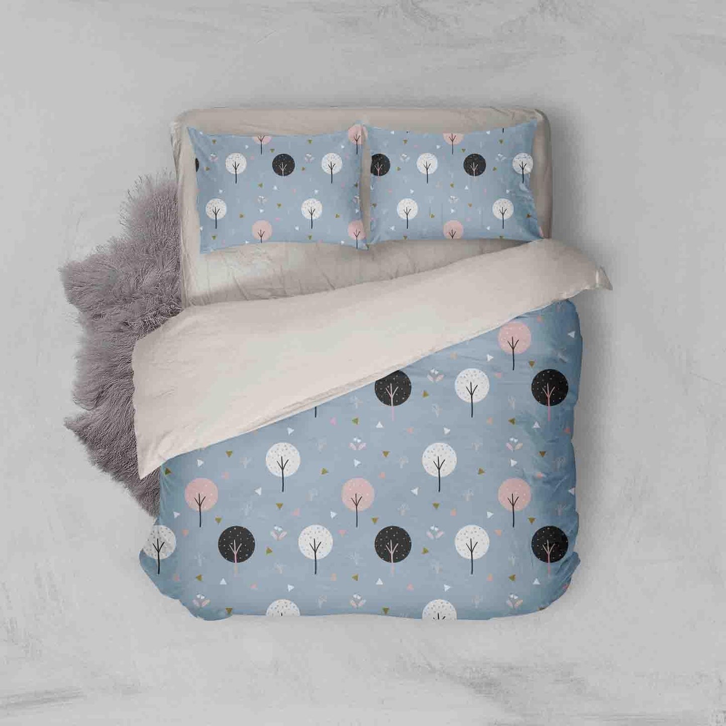 3D Blue Cartoon Tree Quilt Cover Set Bedding Set Pillowcases 176