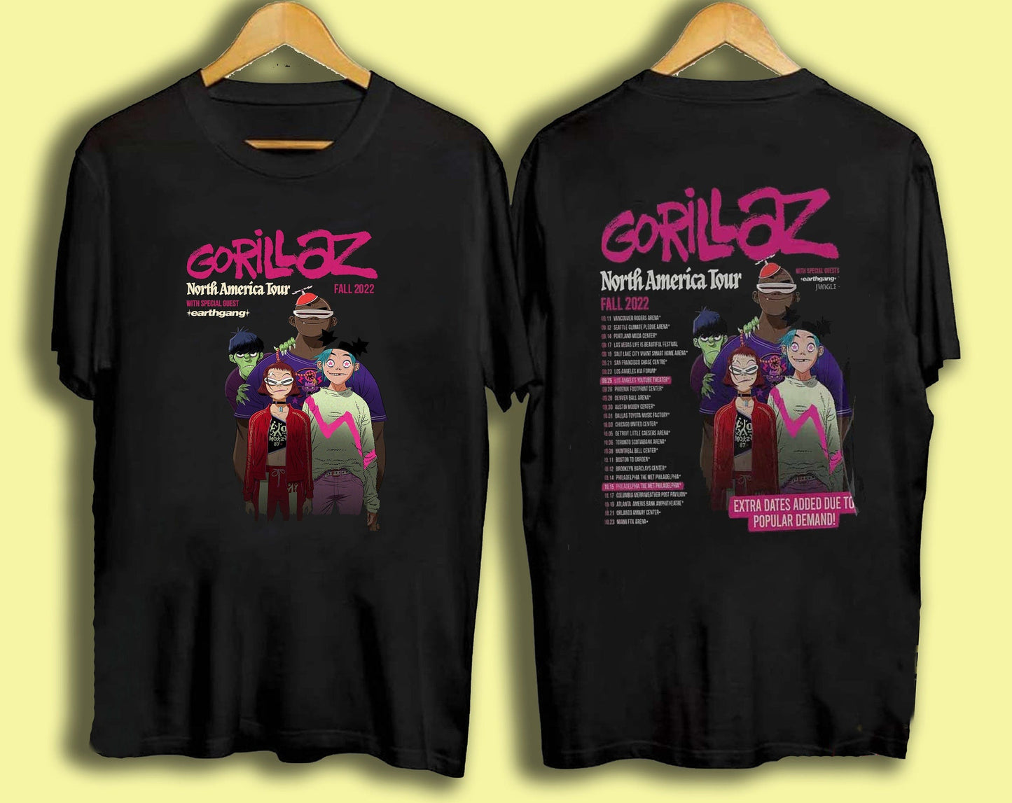 Gorillaz Tour North American 2022 Tour Shirt, Gorillaz Band Merch T-shirt