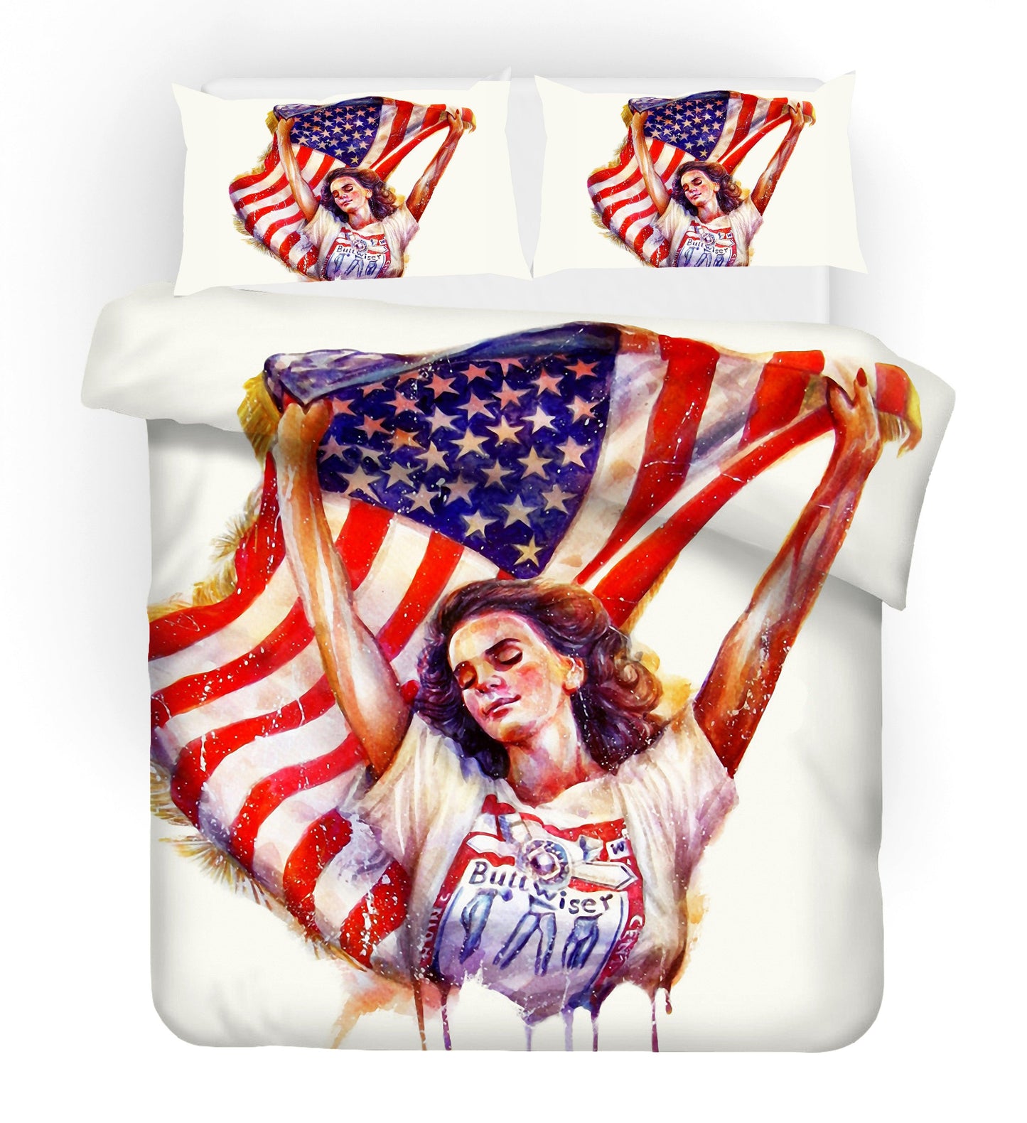 3D American Flag Beauty Quilt Cover Set Bedding Set Pillowcases 124