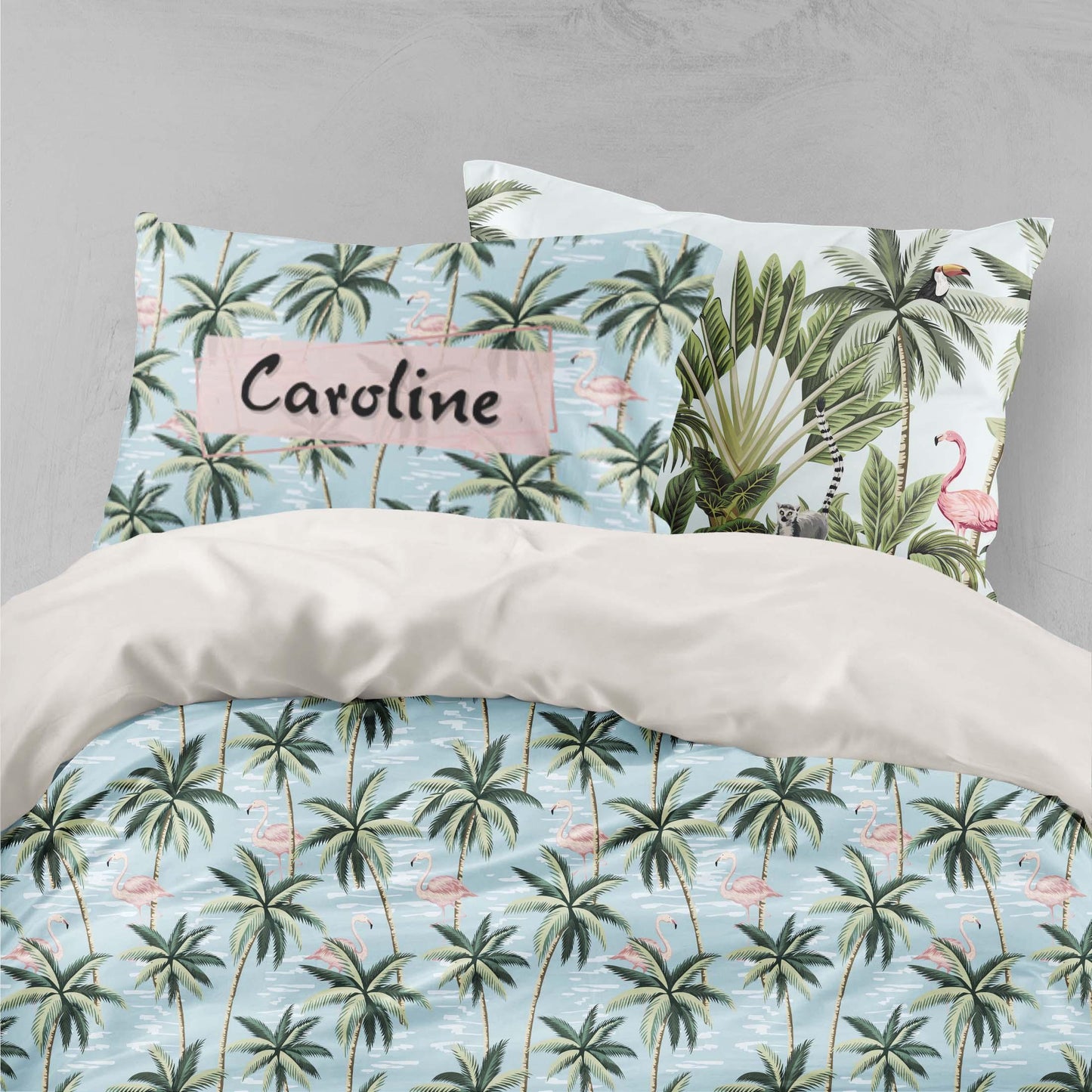 3D Blue Flamingo Coconut Tree Quilt Cover Set Bedding Set Pillowcases 33