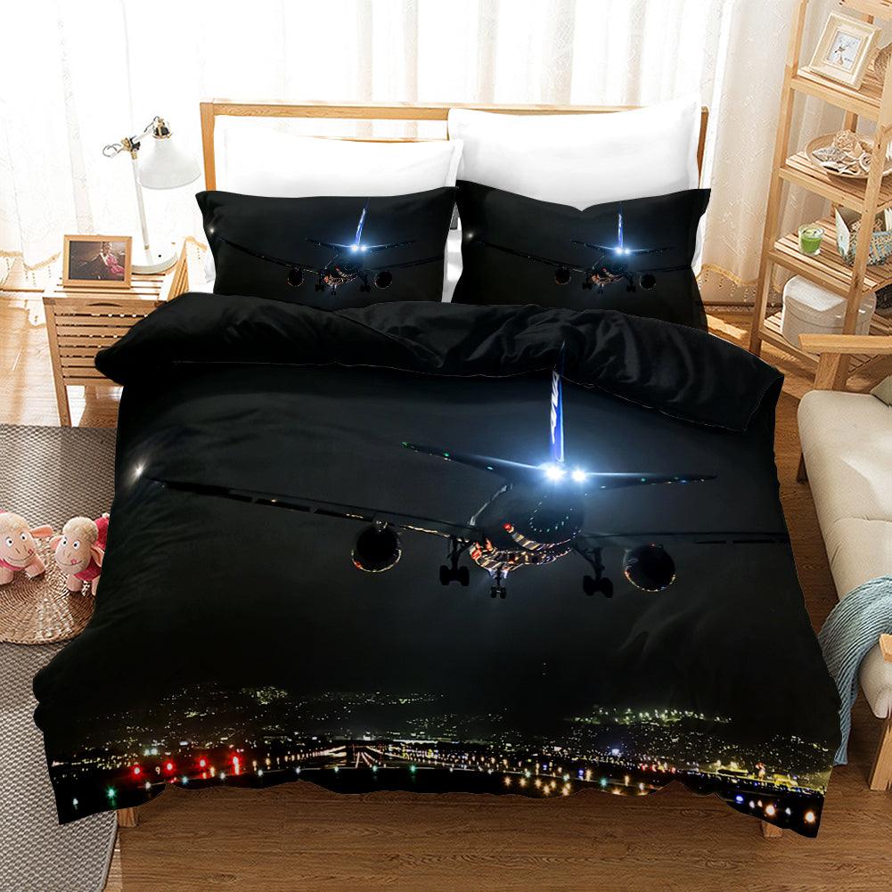 3D Aircraft Night Quilt Cover Set Bedding Set Pillowcases 257
