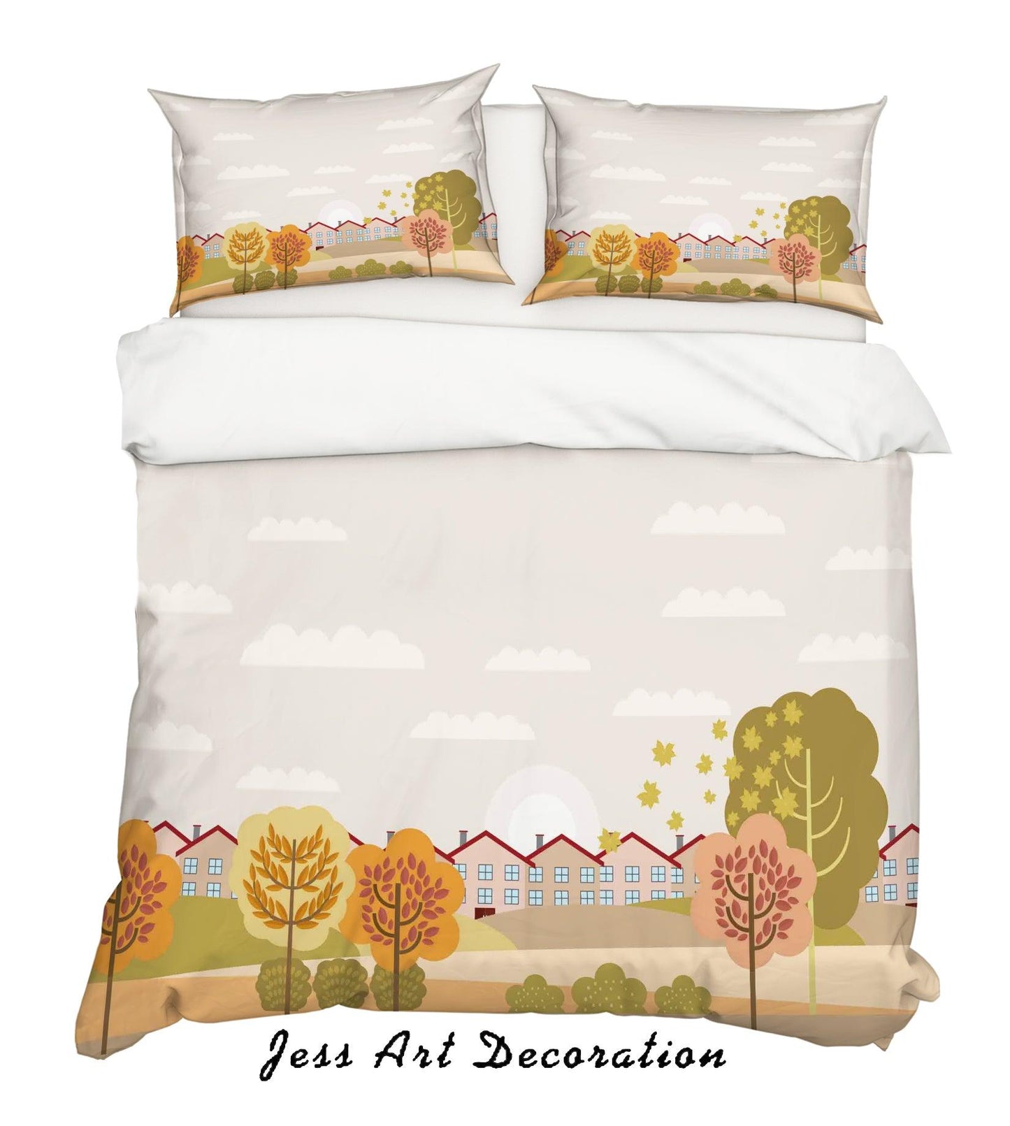 3D Cartoon Green Plants Quilt Cover Set Bedding Set Pillowcases 25