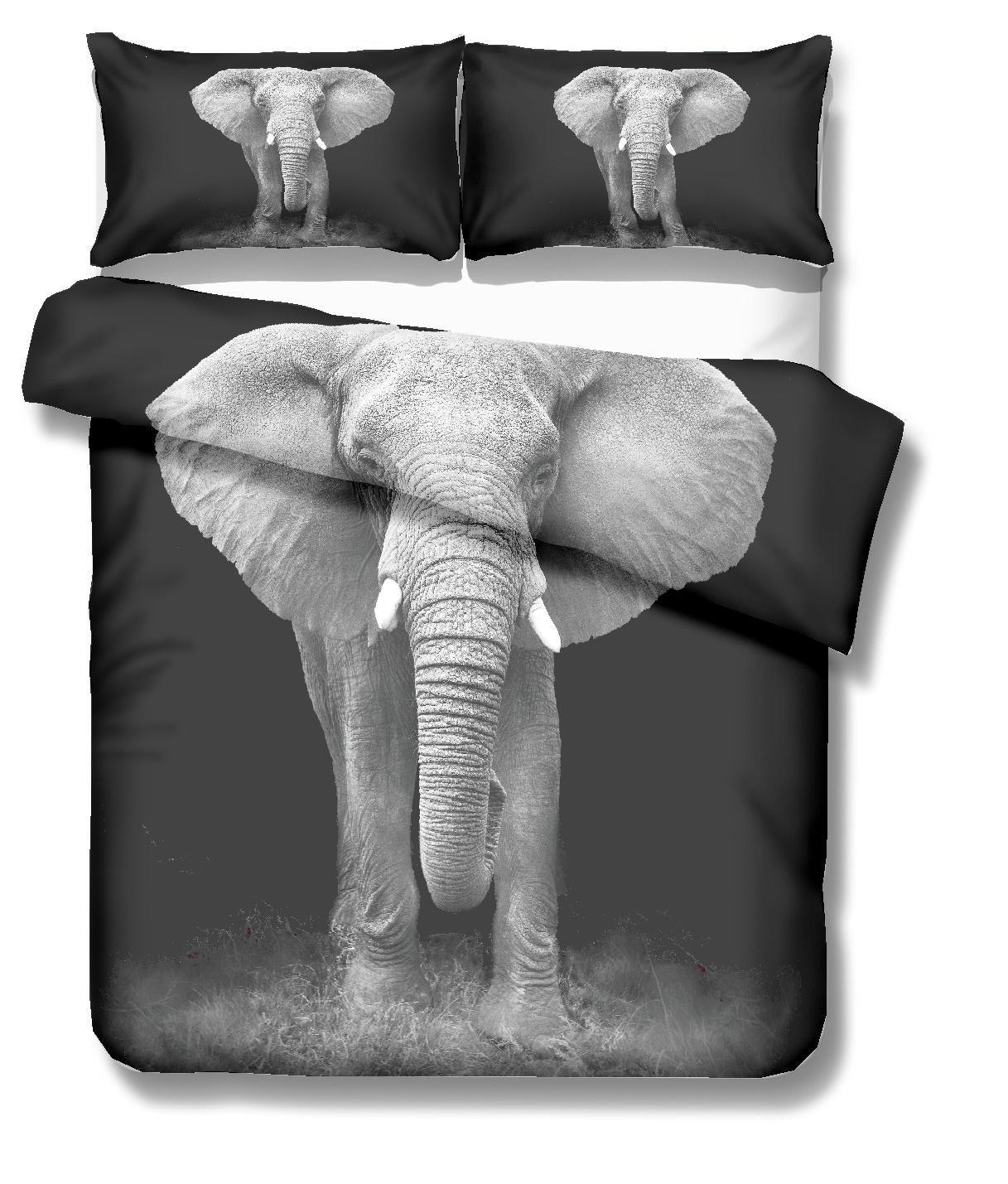 3D Black White Animals Elephant Quilt Cover Set Bedding Set Pillowcases 28