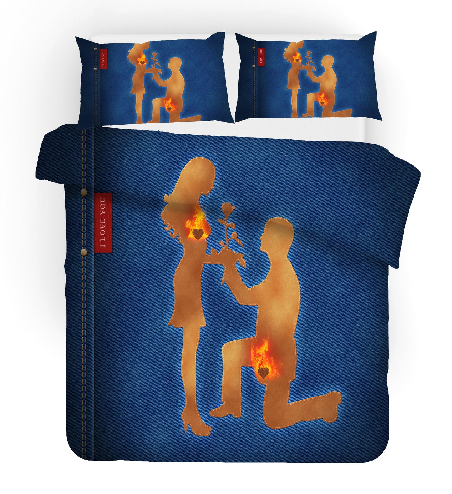 3D Blue Propose Couples Quilt Cover Set Bedding Set Pillowcases 133