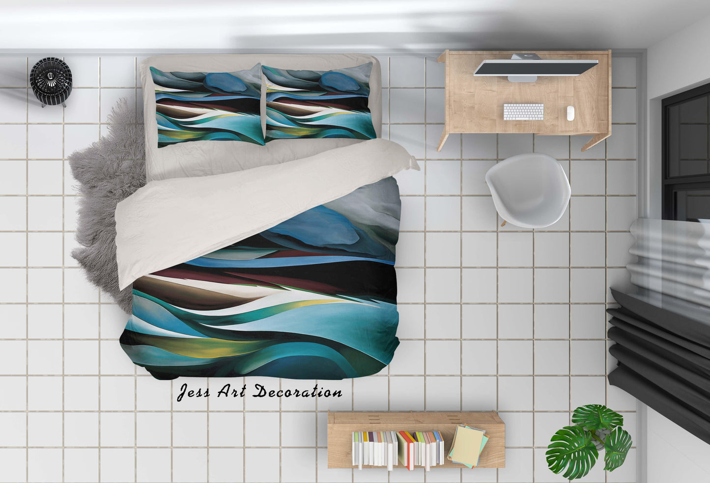 3D Blue Stripes Quilt Cover Set Bedding Set Pillowcases 67