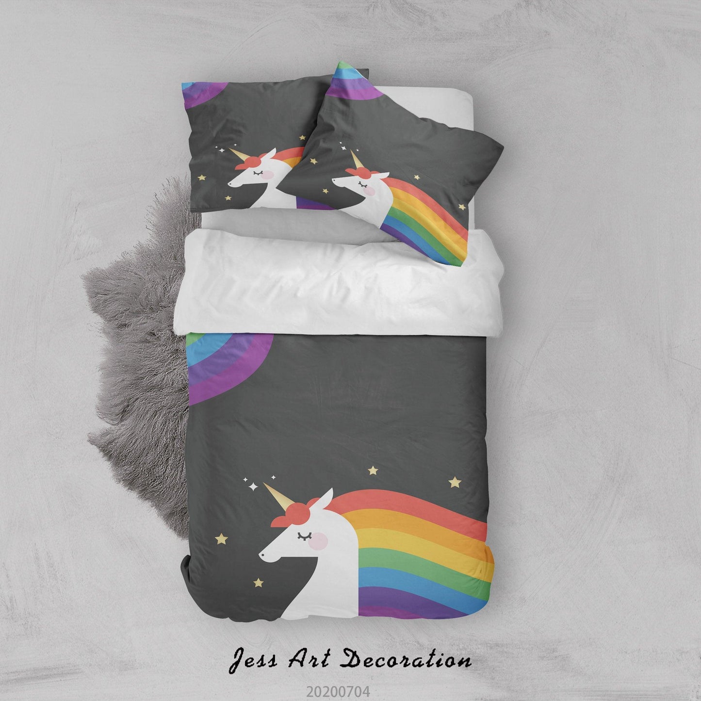 3D Black Unicorn Quilt Cover Set Bedding Set Duvet Cover Pillowcases SF92