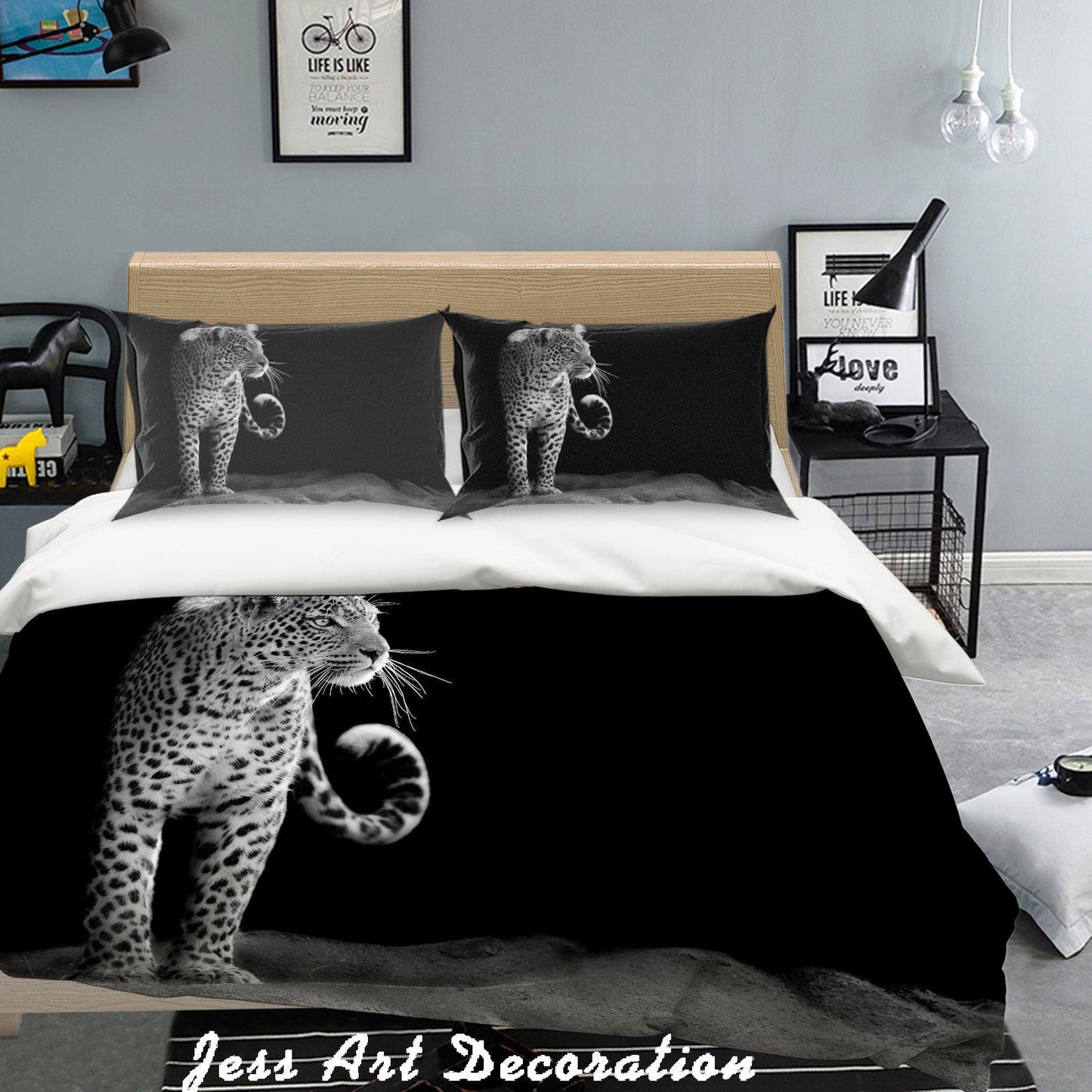 3D Black White Leopard Quilt Cover Set Bedding Set Pillowcases 109