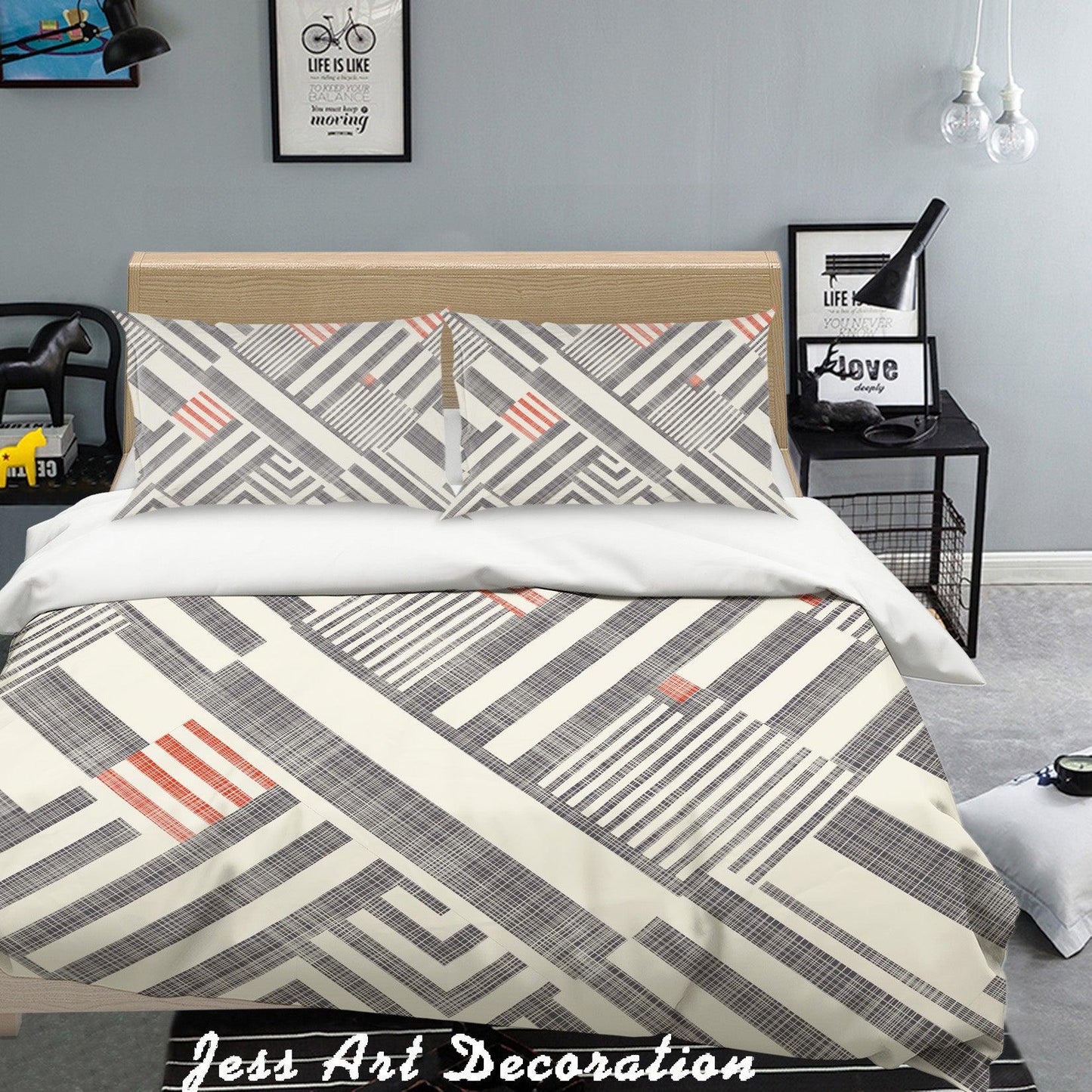 3D Black White Stripes Background Quilt Cover Set Bedding Set Pillowcases 158