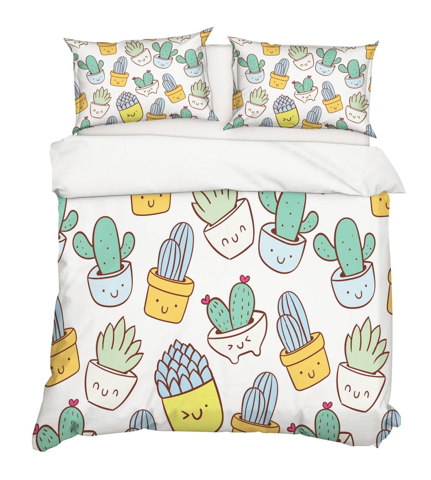 3D Cartoon Cactus Flower Pot Quilt Cover Set Bedding Set Pillowcases 31