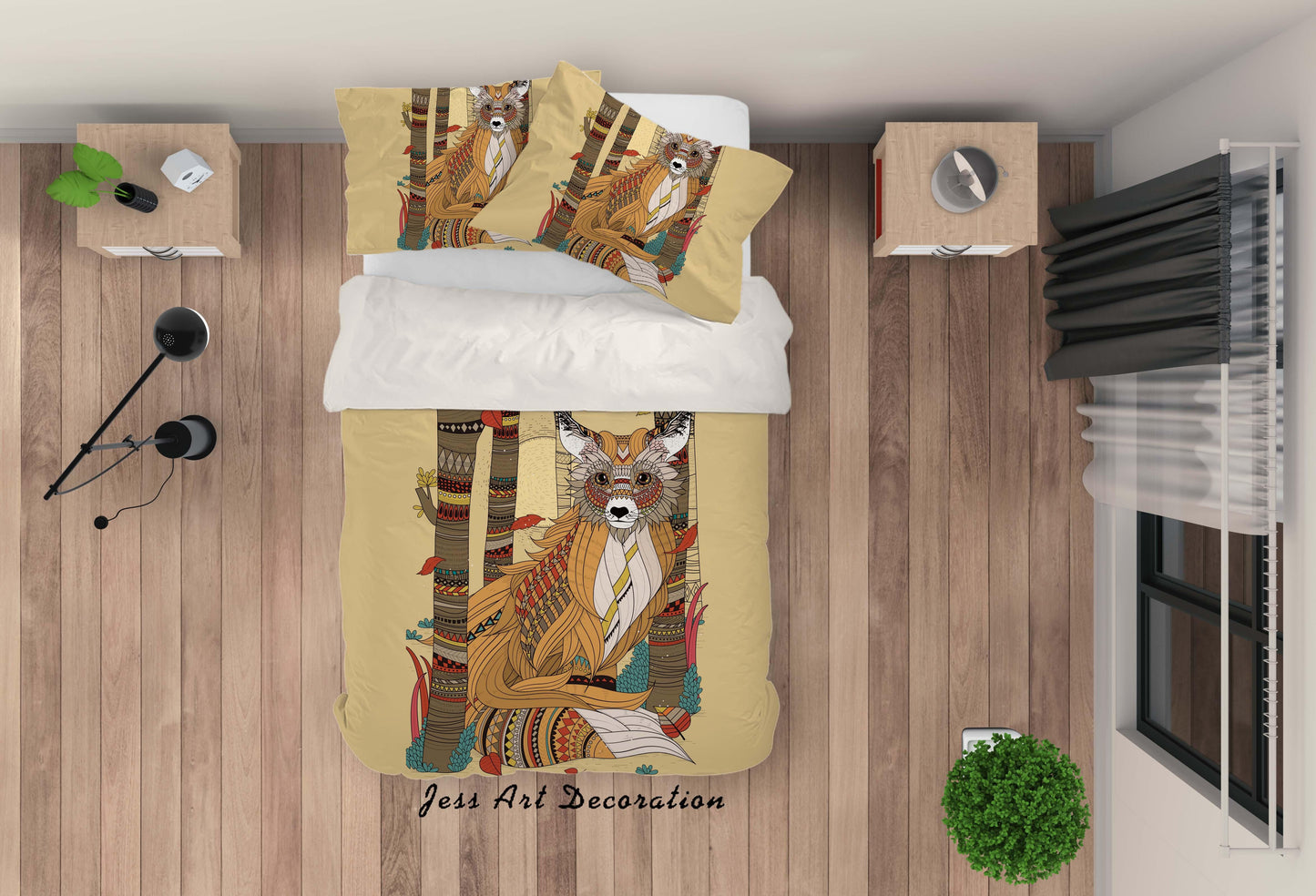 3D Cartoon Brown Fox Quilt Cover Set Bedding Set Pillowcases 206
