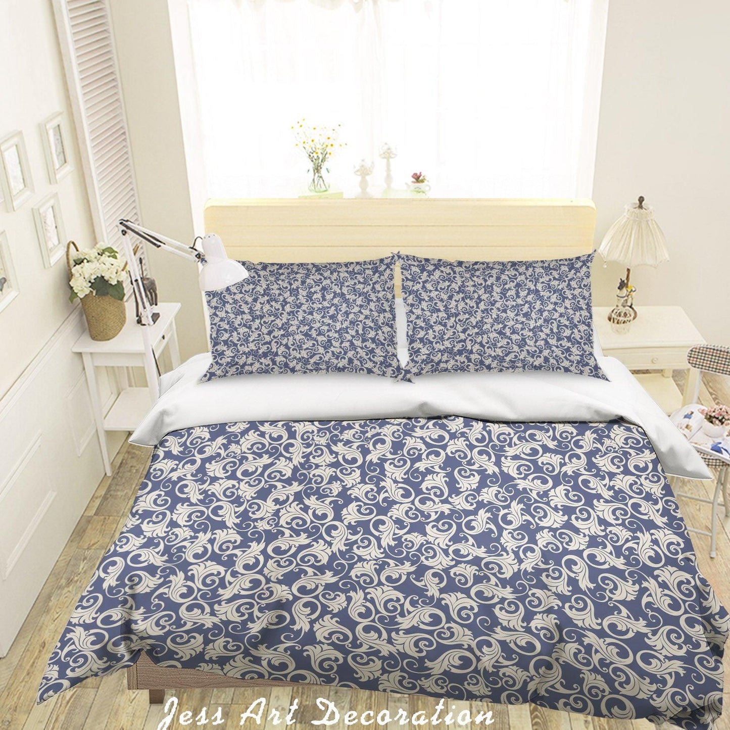 3D Blue Floral Pattern Quilt Cover Set Bedding Set Pillowcases 221