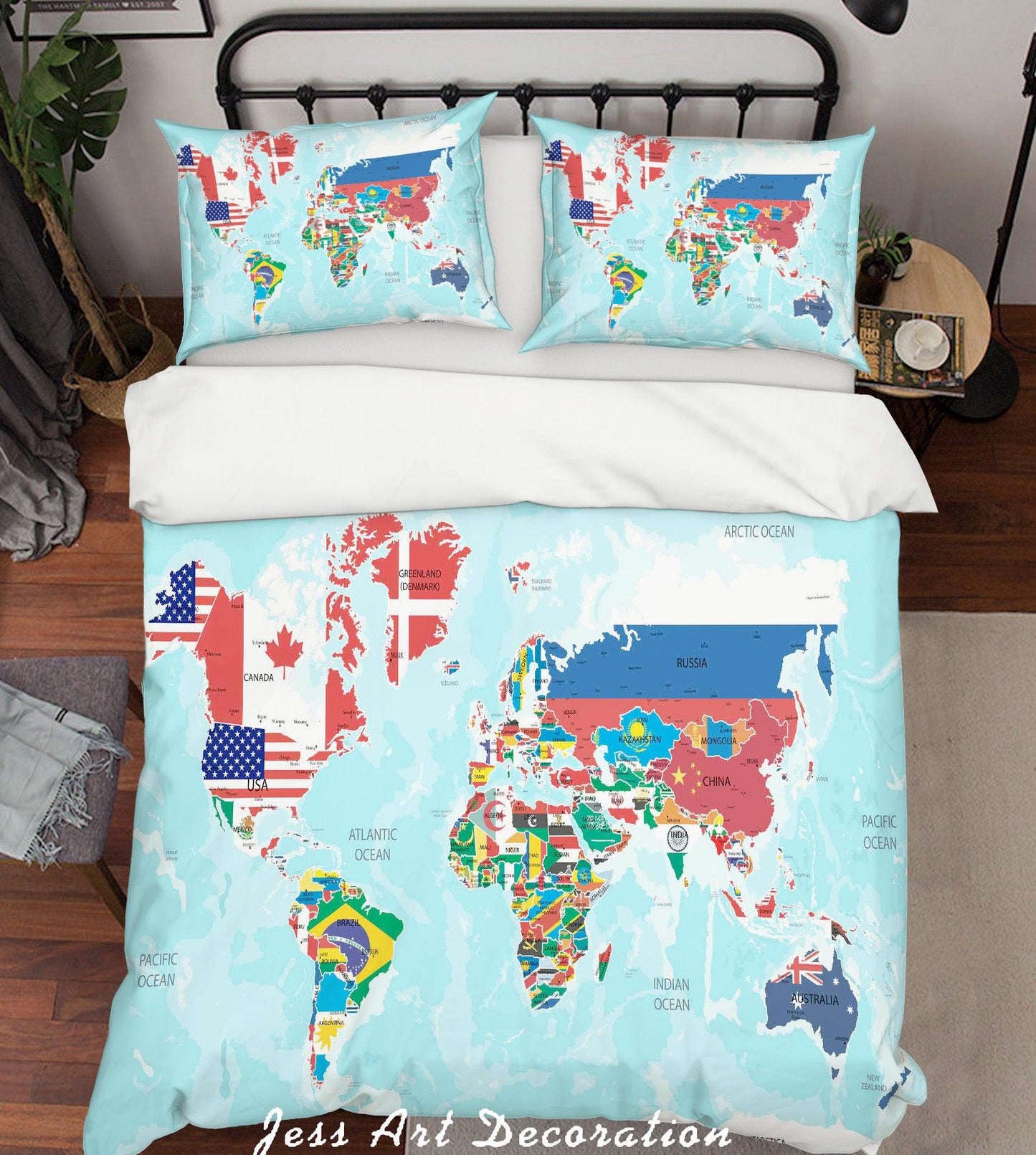 3D Blue Map Quilt Cover Set Bedding Set Pillowcases 101