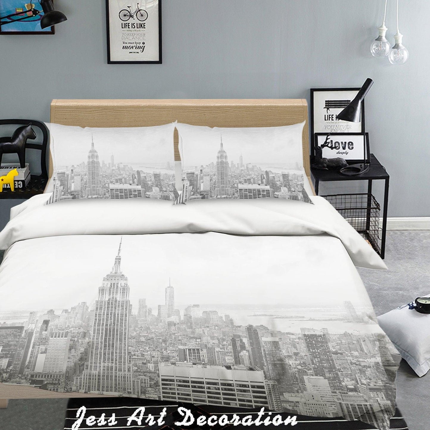 3D Black White City Building Quilt Cover Set Bedding Set Pillowcases 130