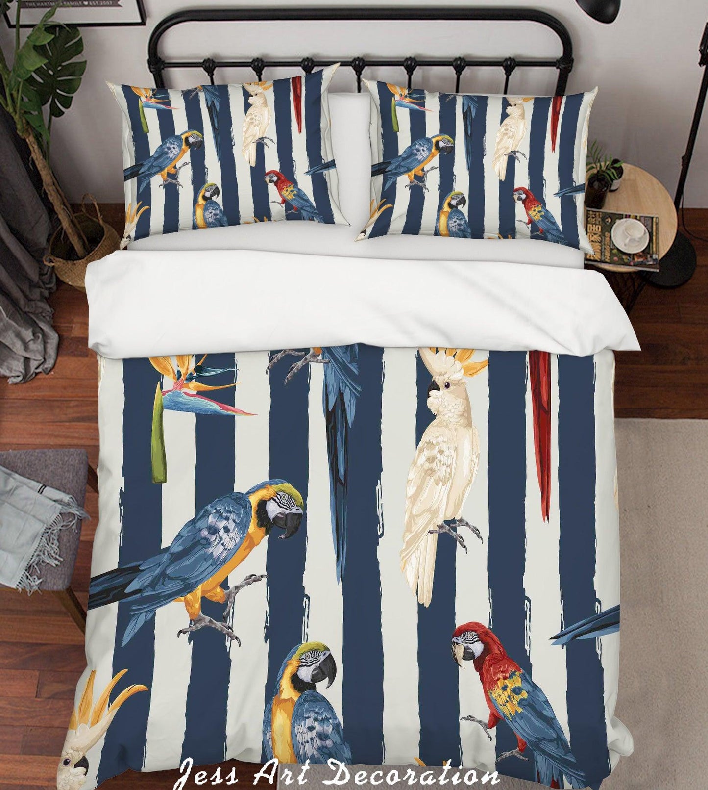 3D Blue Parrot Quilt Cover Set Bedding Set Pillowcases 107